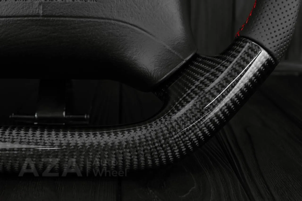 Steering wheel GM, Tahoe, Silverado, Sierra truck (1995-1997) Carbon fiber/Perforated leather/Red stripe - Image 11