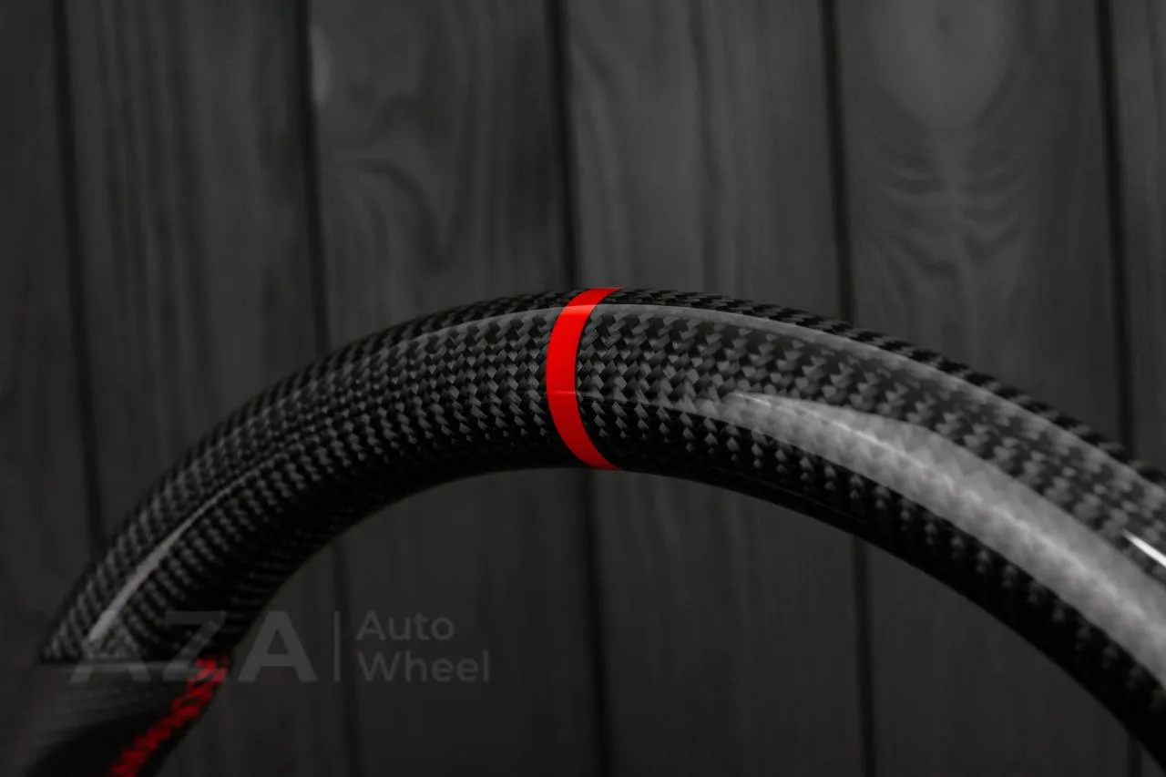 Steering wheel GM, Tahoe, Silverado, Sierra truck (1995-1997) Carbon fiber/Perforated leather/Red stripe - Image 16