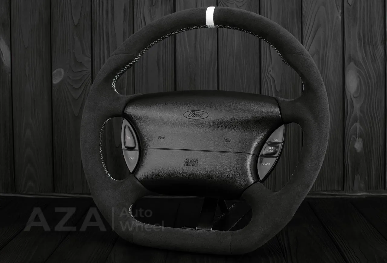 Steering wheel Ford Lightning/Ranger/Explorer 99-2004 Alcantara/White stripe - Image 3