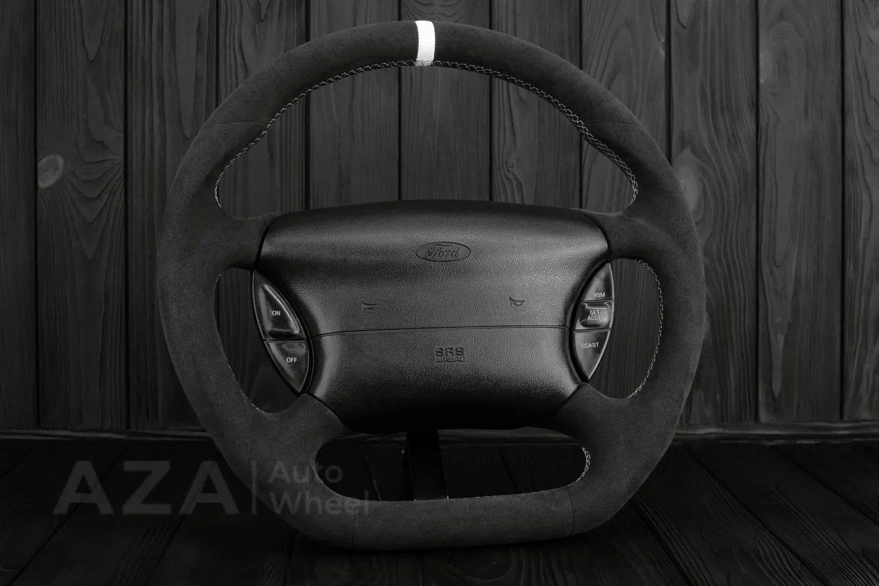 Steering wheel Ford Lightning/Ranger/Explorer 99-2004 Alcantara/White stripe - Image 4