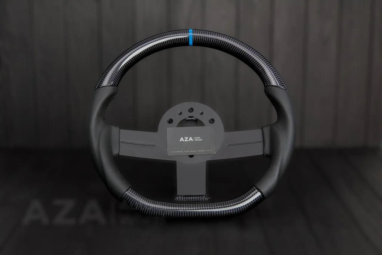 Steering wheel Chevrolet Camaro Iroc Z28 Berlinetta 1982-89 Custom flat bottom Carbon fiber/Napa/Blue stripe