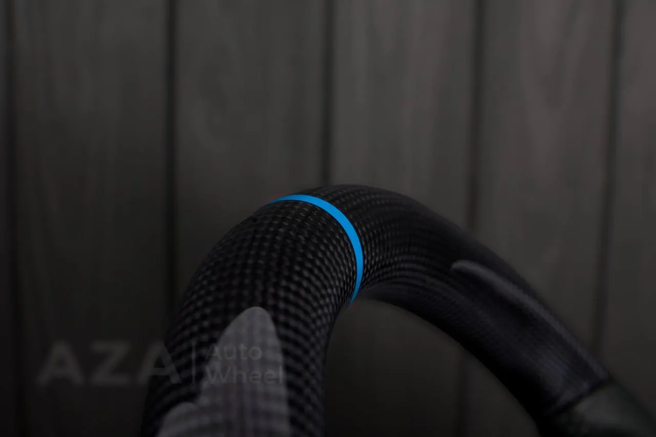 Steering wheel Chevrolet Camaro Iroc Z28 Berlinetta 1982-89 Custom flat bottom Carbon fiber/Napa/Blue stripe - Image 9