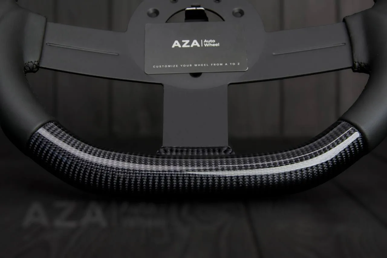 Steering wheel Chevrolet Camaro Iroc Z28 Berlinetta 1982-89 Custom flat bottom Carbon fiber/Napa/Blue stripe - Image 7