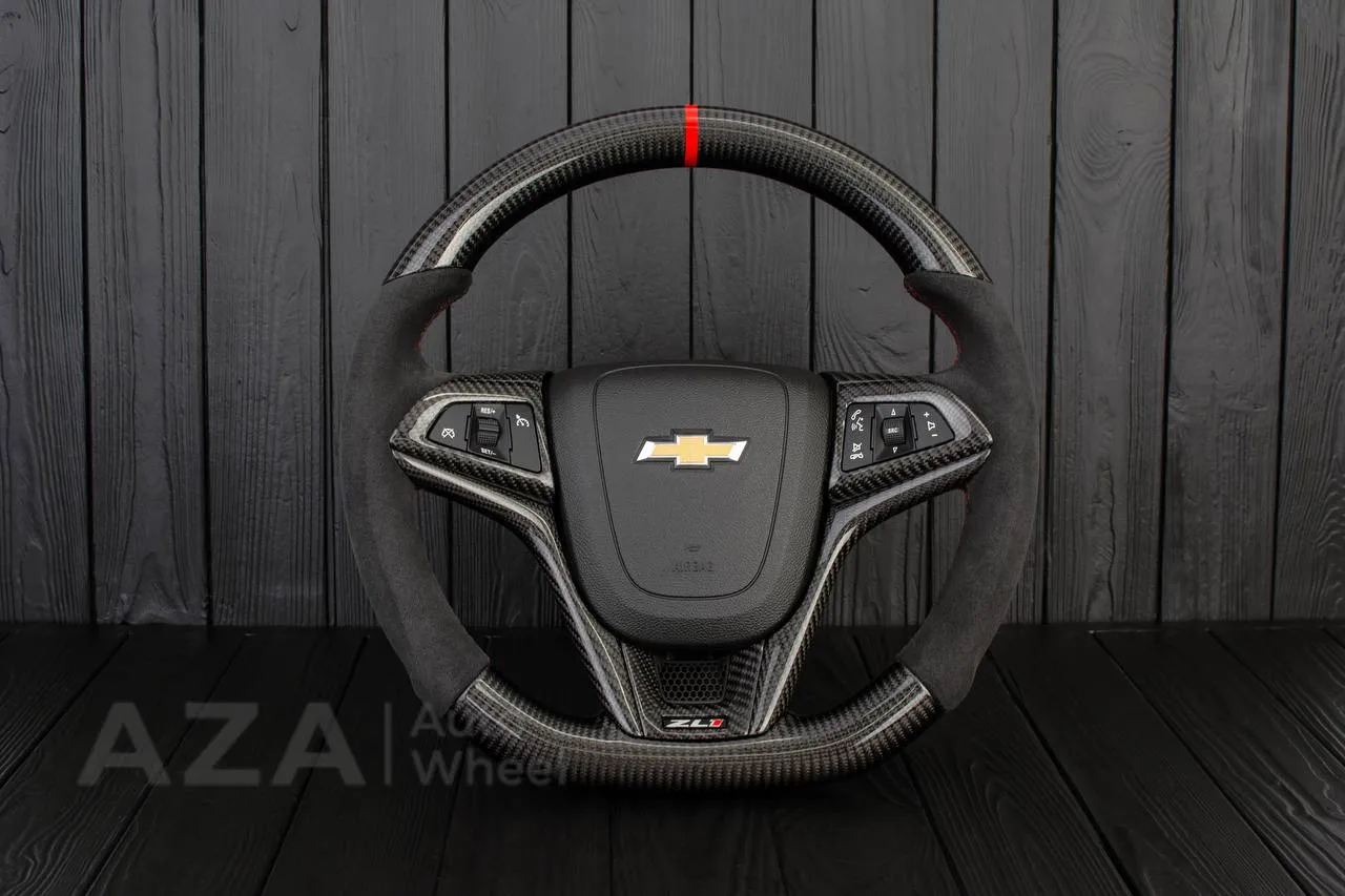 Steering wheel Chevrolet Camaro ZL1 2012-2015 Carbon fiber/Alcantara/Red stripe (can be any color)