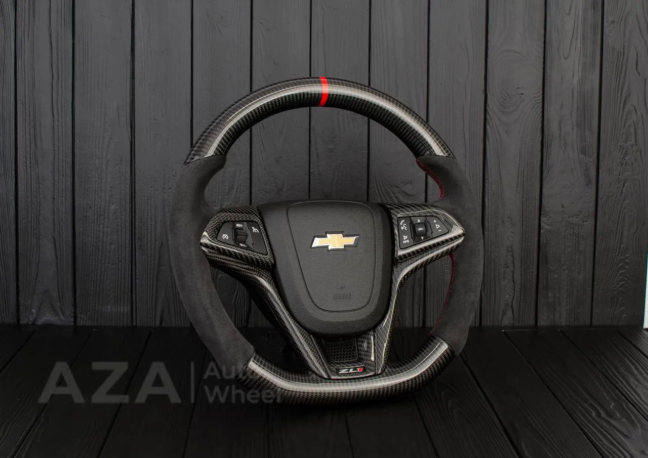 Steering wheel Chevrolet Camaro ZL1 2012-2015 Carbon fiber/Alcantara/Red stripe (can be any color) - Image 5