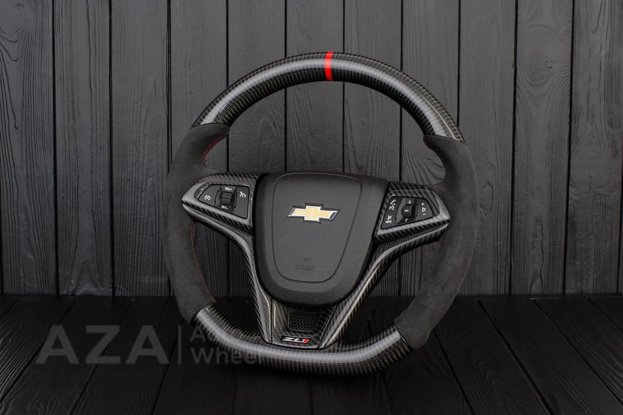 Steering wheel Chevrolet Camaro ZL1 2012-2015 Carbon fiber/Alcantara/Red stripe (can be any color) - Image 4
