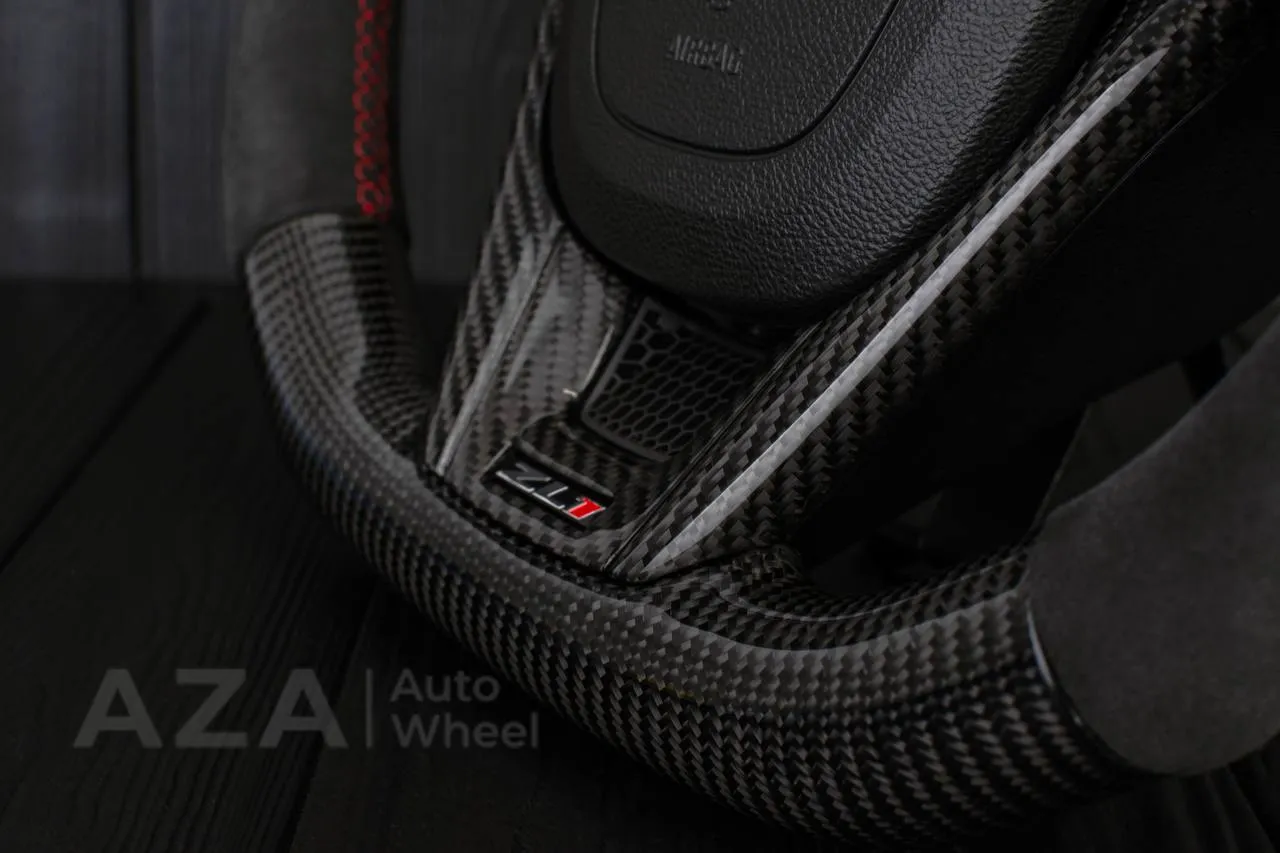 Steering wheel Chevrolet Camaro ZL1 2012-2015 Carbon fiber/Alcantara/Red stripe (can be any color) - Image 7