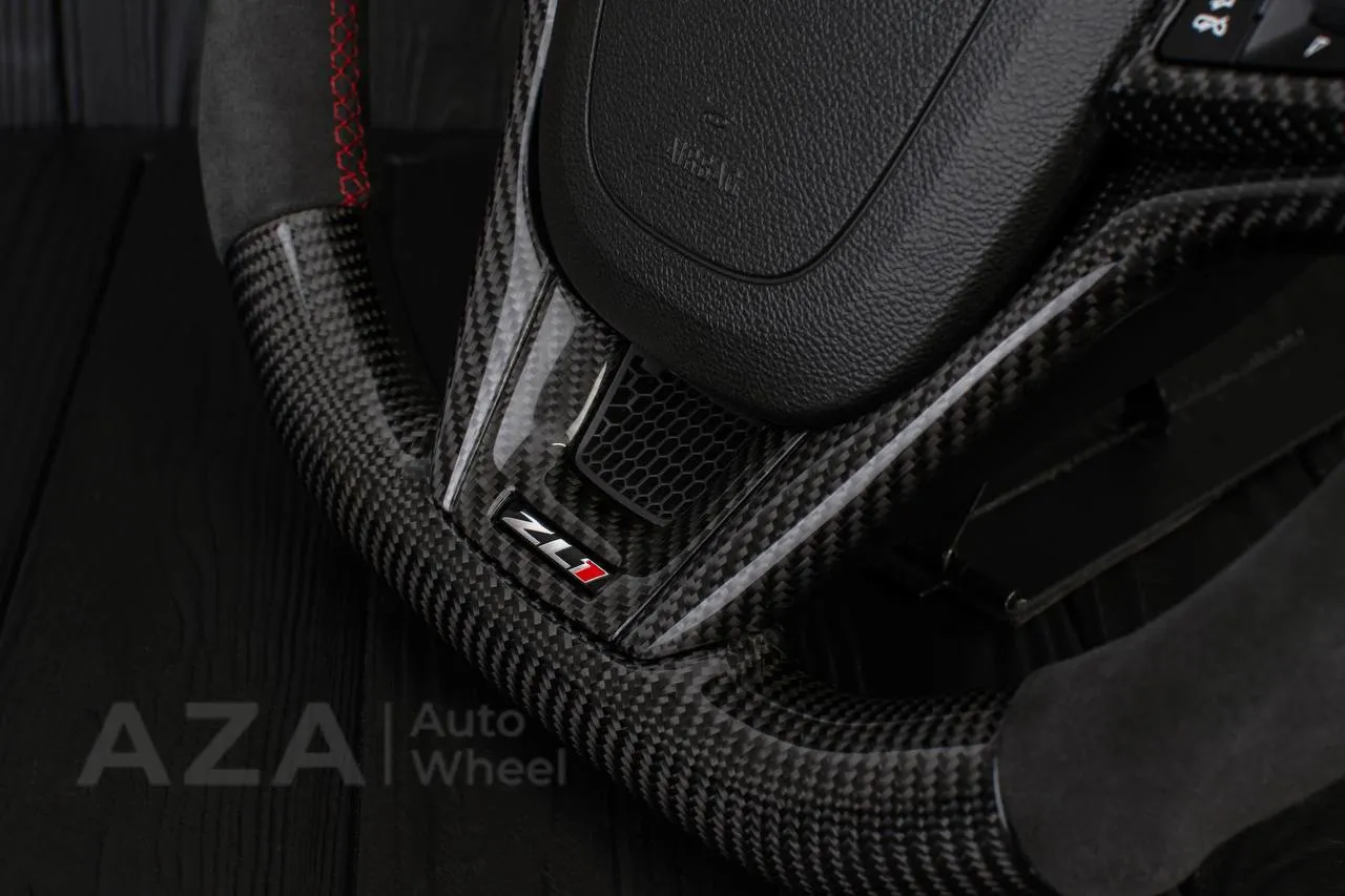 Steering wheel Chevrolet Camaro ZL1 2012-2015 Carbon fiber/Alcantara/Red stripe (can be any color) - Image 6