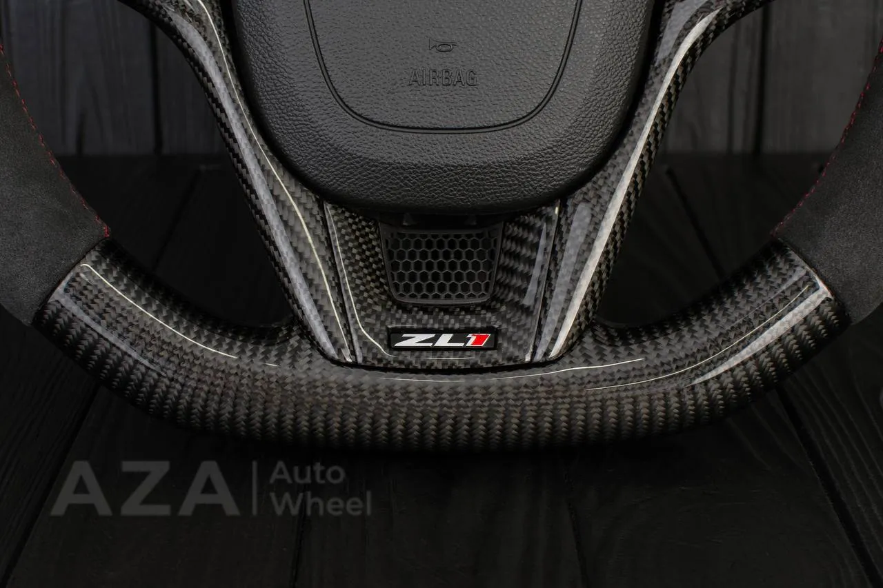 Steering wheel Chevrolet Camaro ZL1 2012-2015 Carbon fiber/Alcantara/Red stripe (can be any color) - Image 9