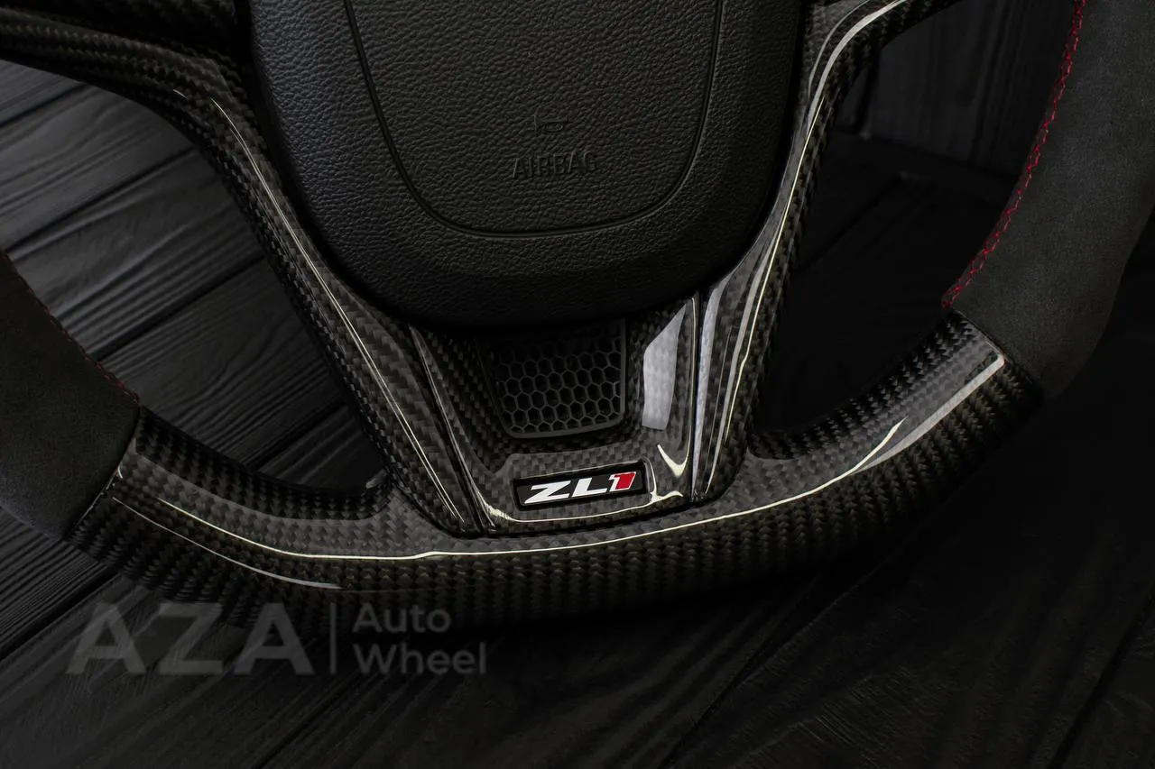 Steering wheel Chevrolet Camaro ZL1 2012-2015 Carbon fiber/Alcantara/Red stripe (can be any color) - Image 8