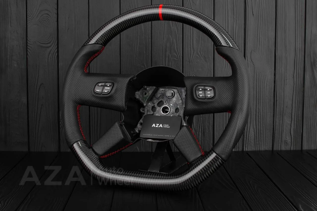 Chevrolet SSR Custom one of a kind Carbon fiber steering wheel /Red details - Image 3