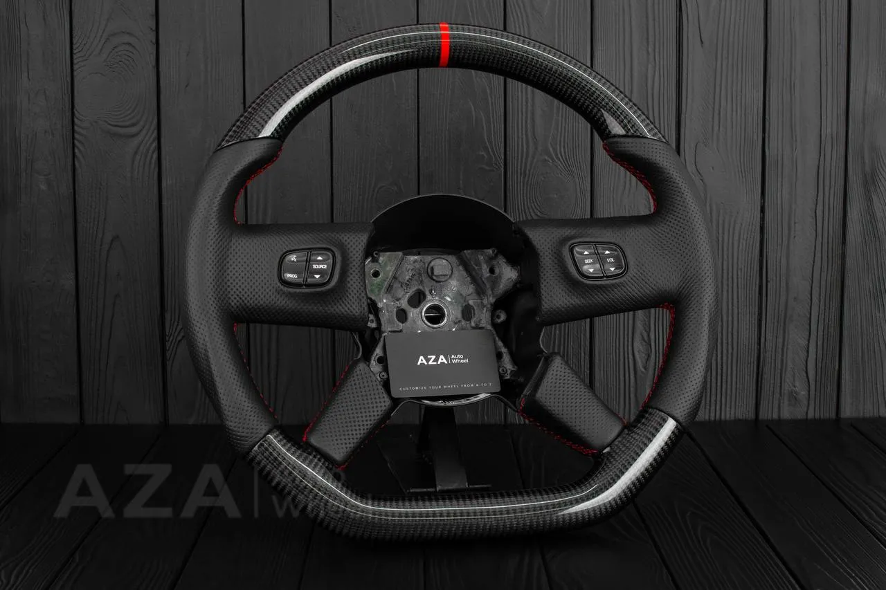 Chevrolet SSR Custom one of a kind Carbon fiber steering wheel /Red details - Image 4