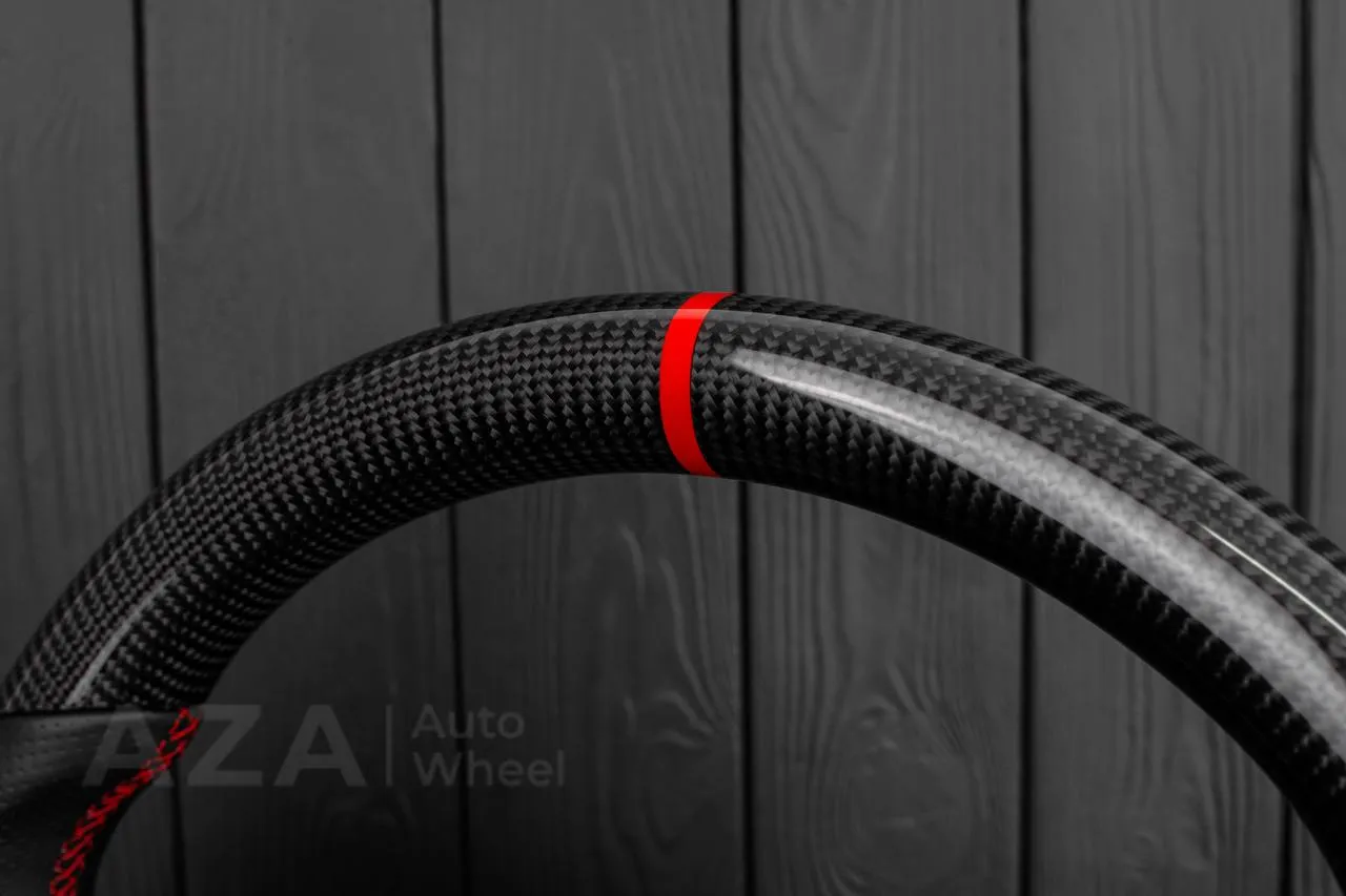 Chevrolet SSR Custom one of a kind Carbon fiber steering wheel /Red details - Image 6