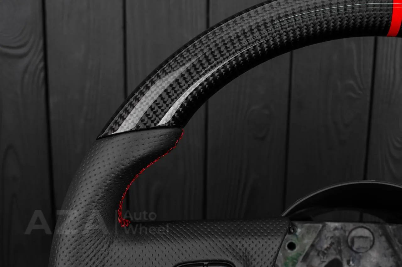 Chevrolet SSR Custom one of a kind Carbon fiber steering wheel /Red details - Image 8