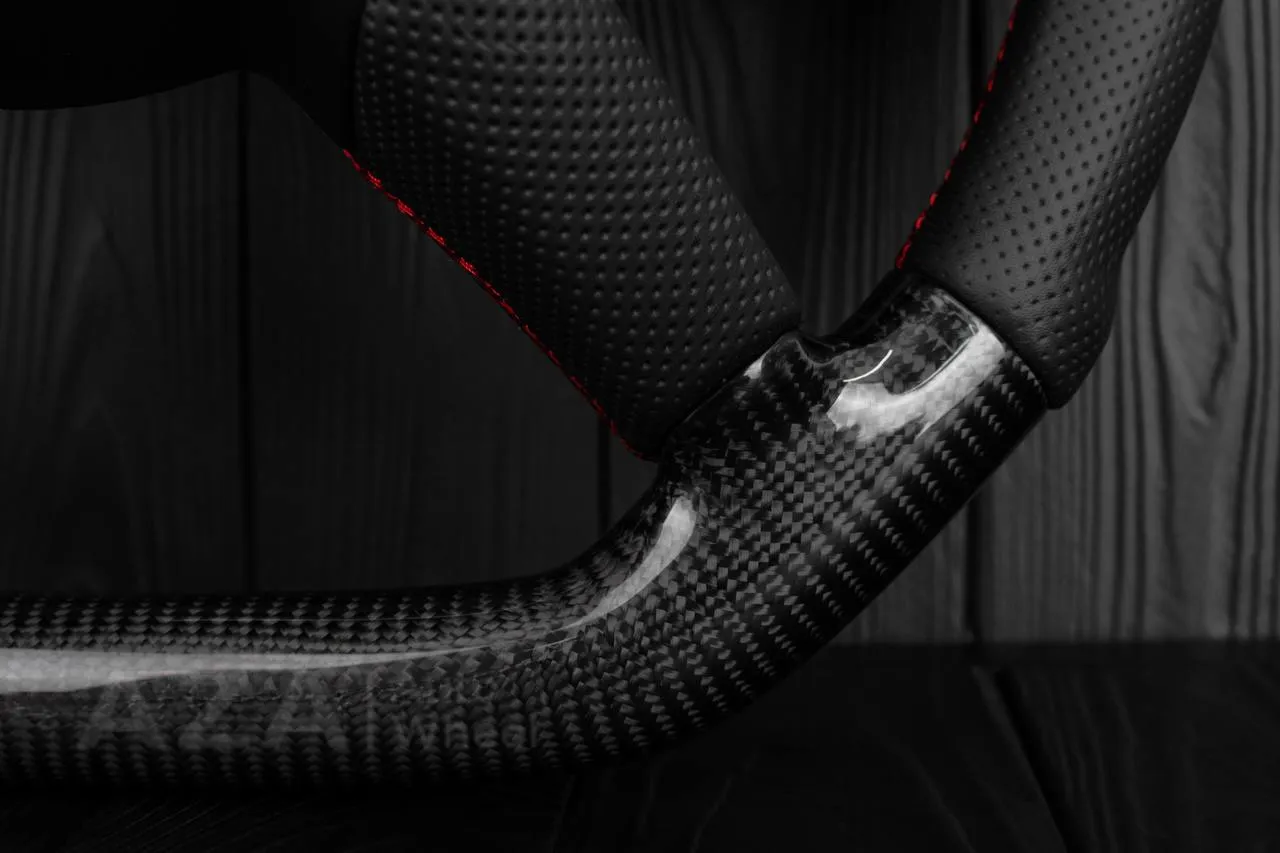 Chevrolet SSR Custom one of a kind Carbon fiber steering wheel /Red details - Image 12