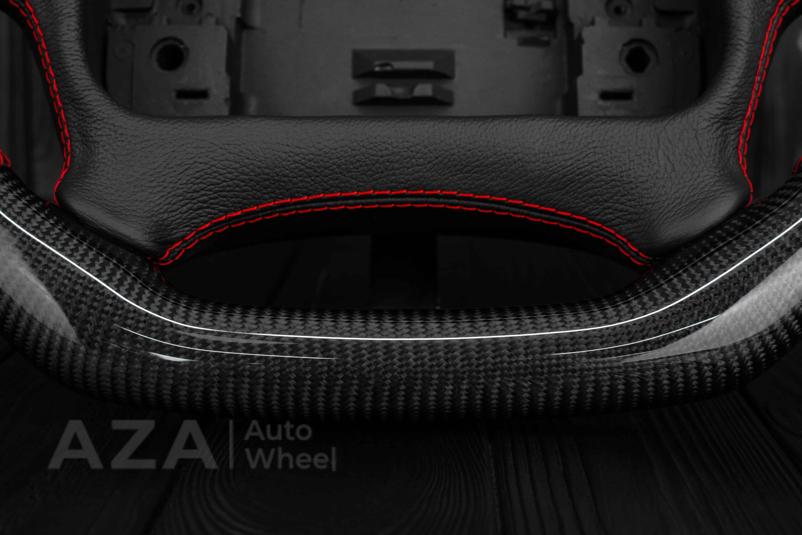 Steering wheel Pontiac Firebird/Trans Am (with or without WS6 logo) Carbon fiber/Perforated leather/Red stripe - Image 12