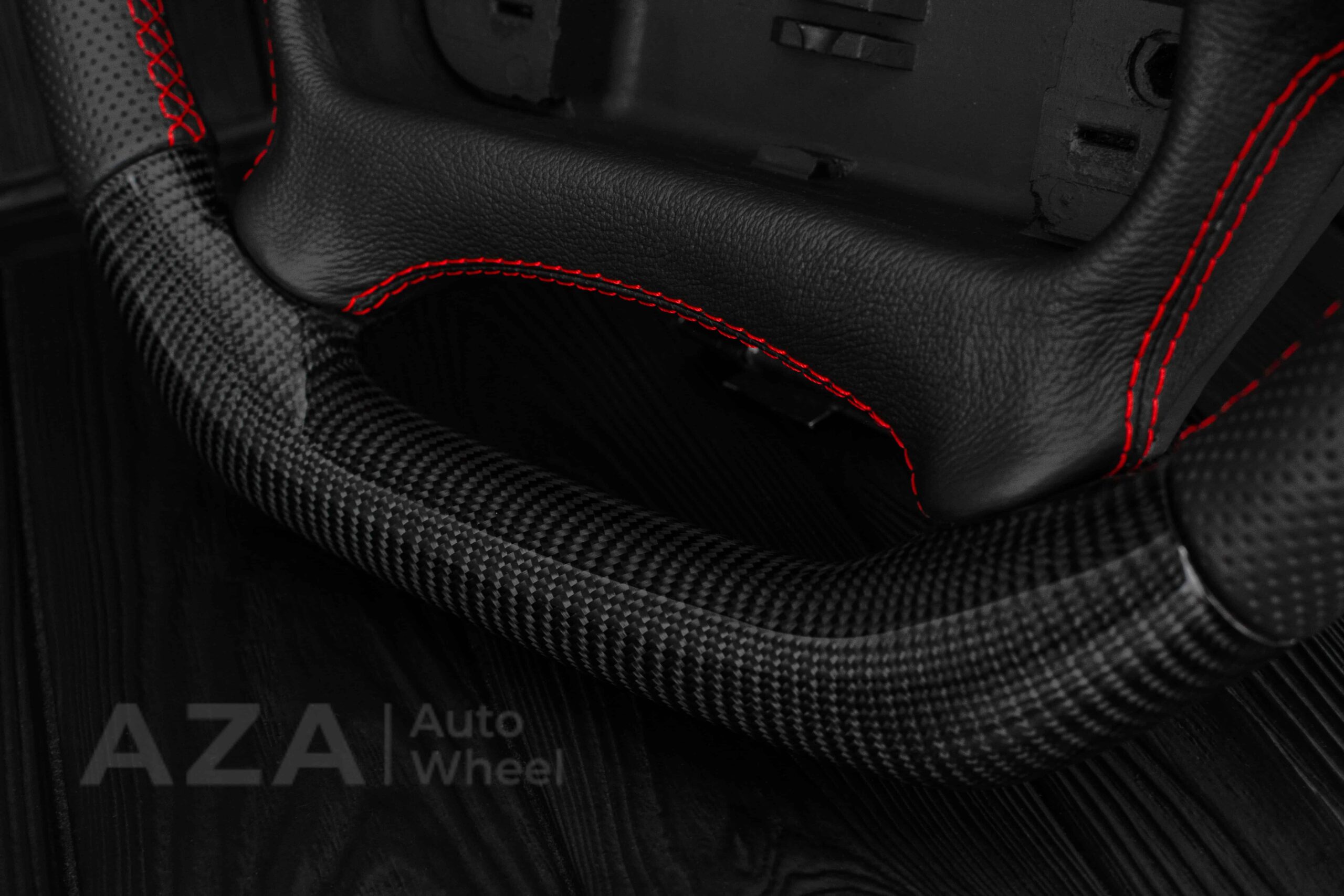 Steering wheel Pontiac Firebird/Trans Am (with or without WS6 logo) Carbon fiber/Perforated leather/Red stripe - Image 15