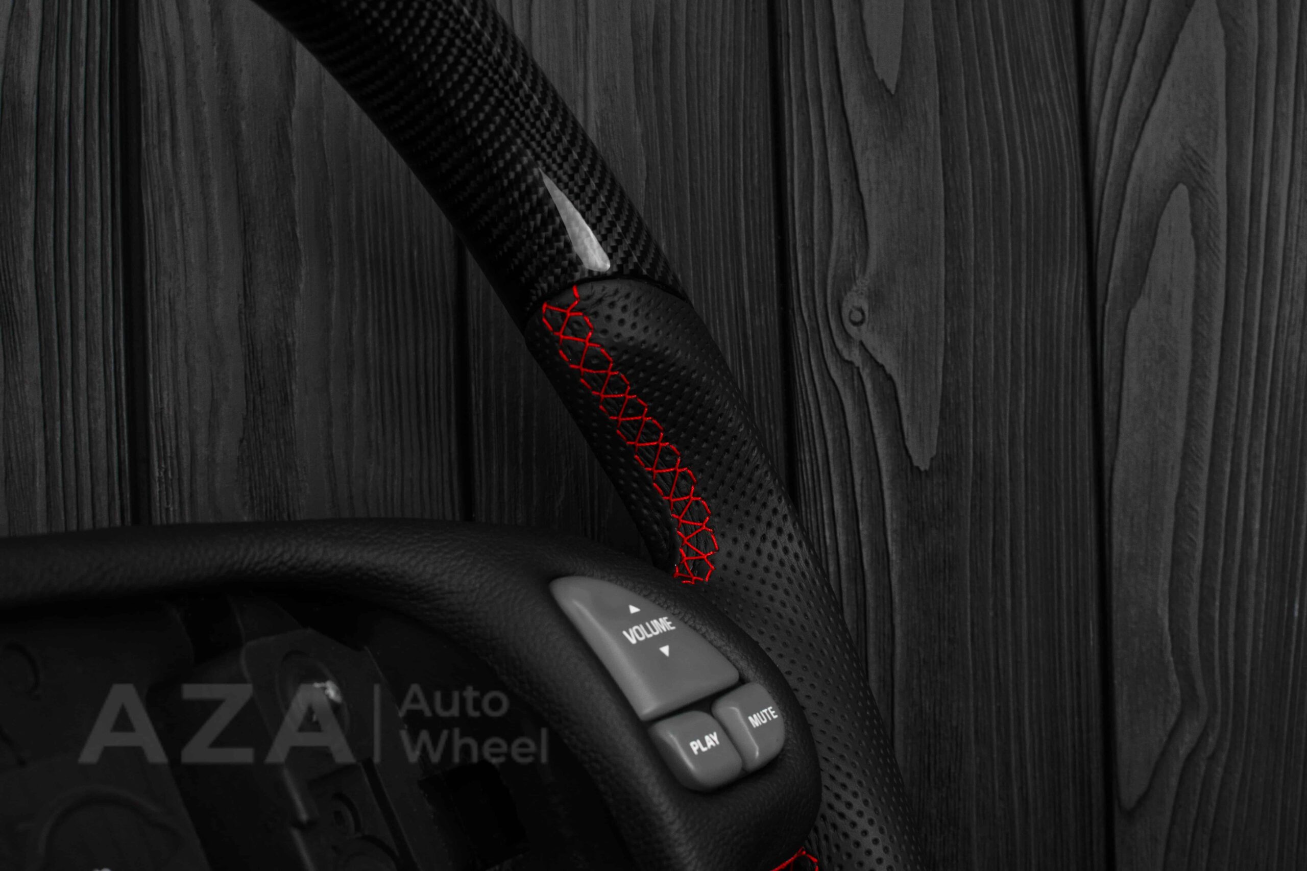 Steering wheel Pontiac Firebird/Trans Am (with or without WS6 logo) Carbon fiber/Perforated leather/Red stripe - Image 16