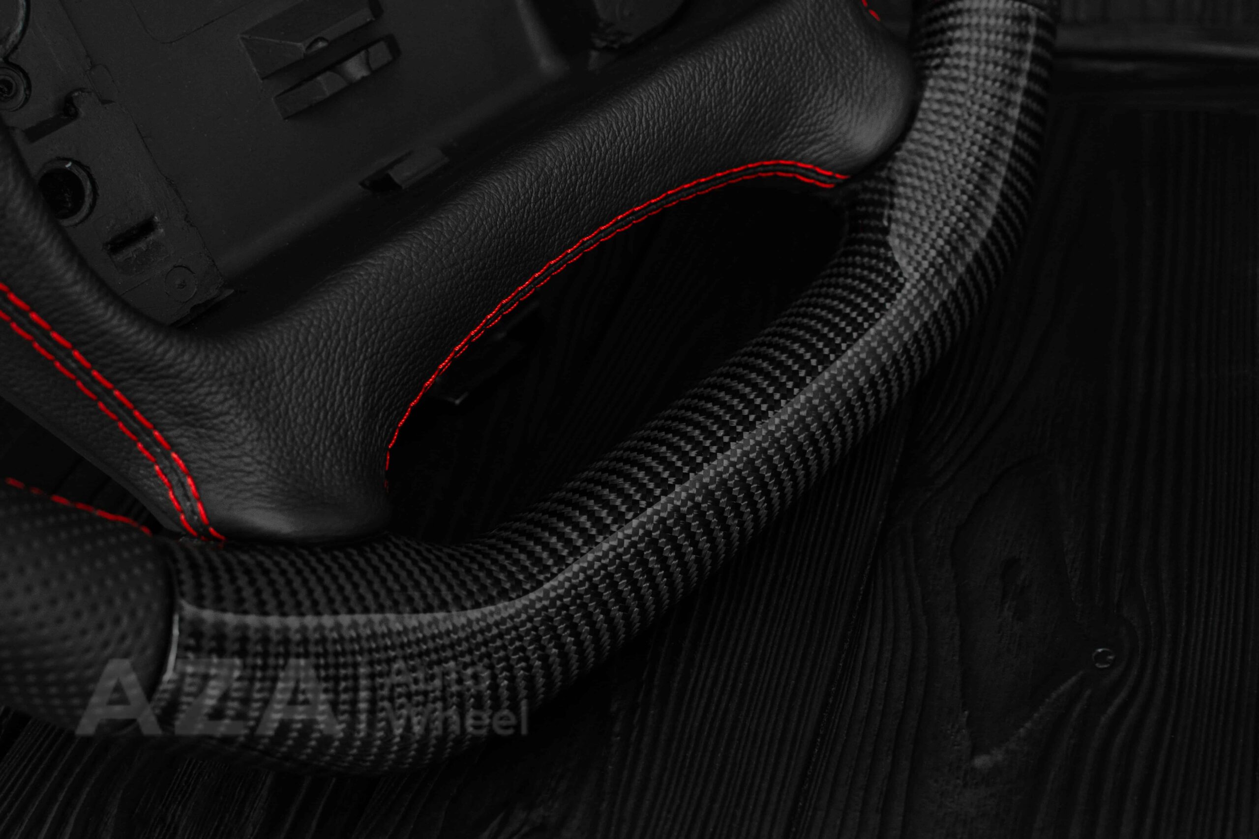 Steering wheel Pontiac Firebird/Trans Am (with or without WS6 logo) Carbon fiber/Perforated leather/Red stripe - Image 18