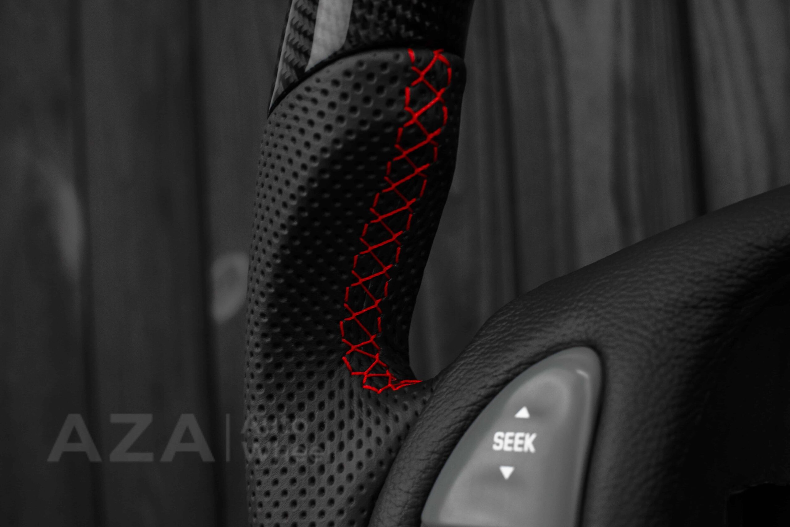 Steering wheel Pontiac Firebird/Trans Am (with or without WS6 logo) Carbon fiber/Perforated leather/Red stripe - Image 20