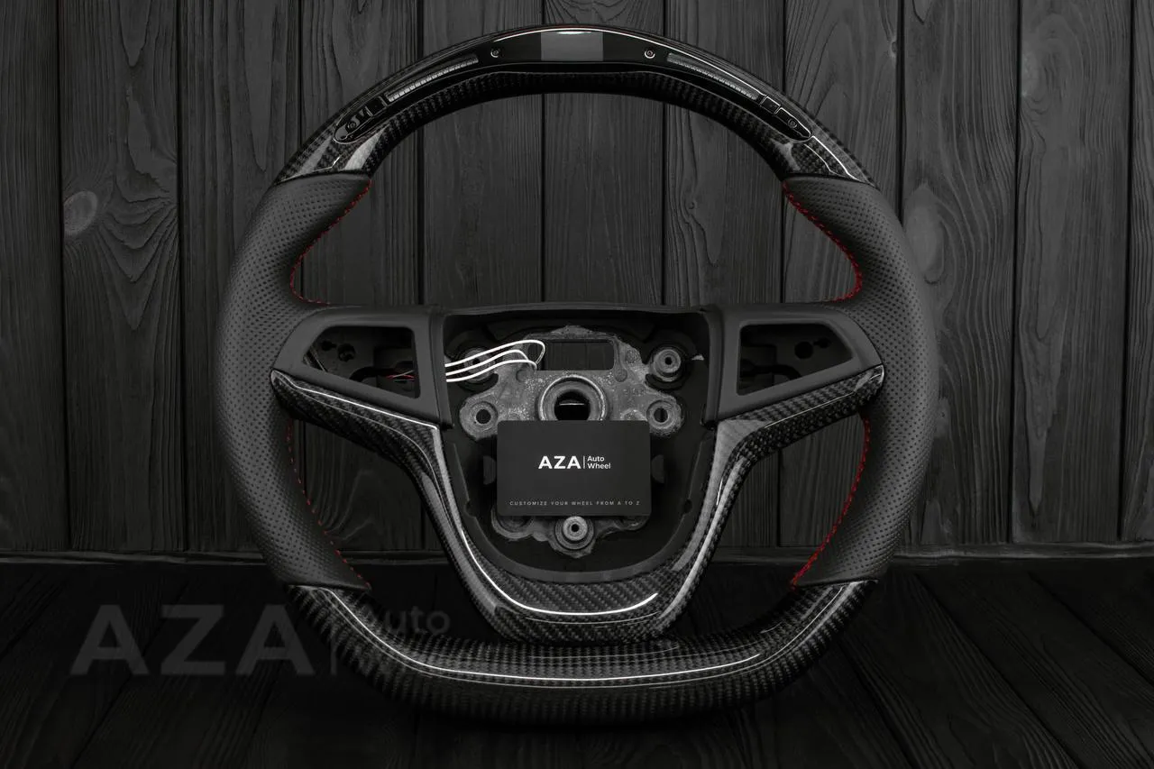 Steering wheel Chevrolet SS Sedan/Caprice 2014-2017 Custom carbon fiber LED/Perforated leather/Red details (can be any color)