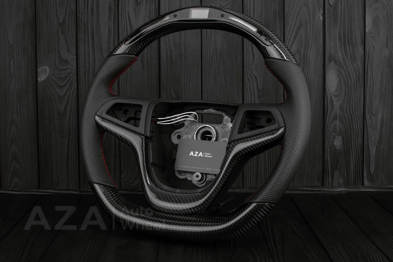 Steering wheel Chevrolet SS Sedan/Caprice 2014-2017 Custom carbon fiber LED/Perforated leather/Red details (can be any color) - Image 4