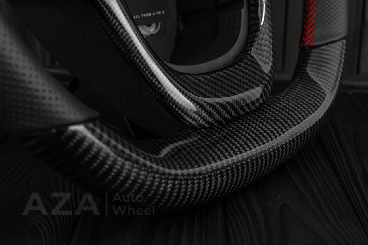 Steering wheel Chevrolet SS Sedan/Caprice 2014-2017 Custom carbon fiber LED/Perforated leather/Red details (can be any color) - Image 7