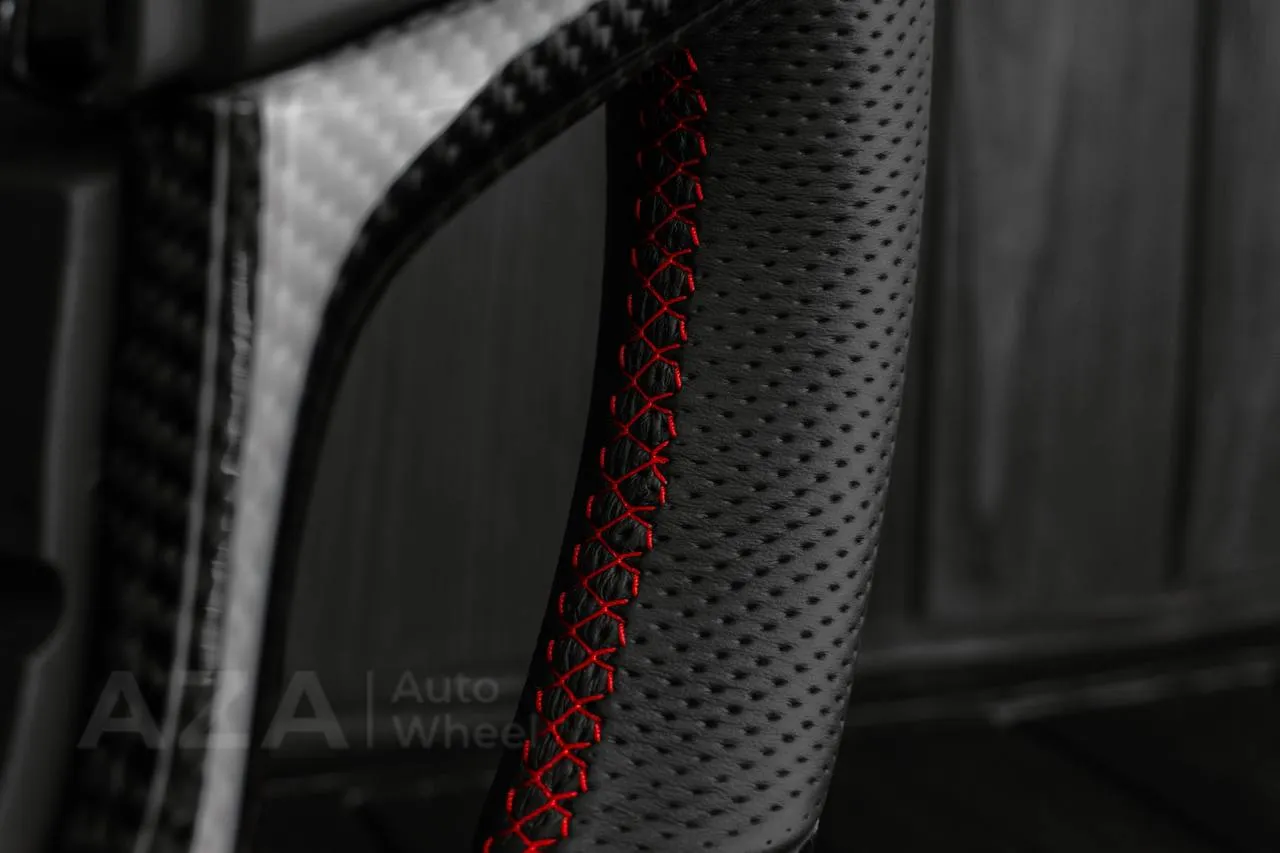 Steering wheel Chevrolet SS Sedan/Caprice 2014-2017 Custom carbon fiber LED/Perforated leather/Red details (can be any color) - Image 10