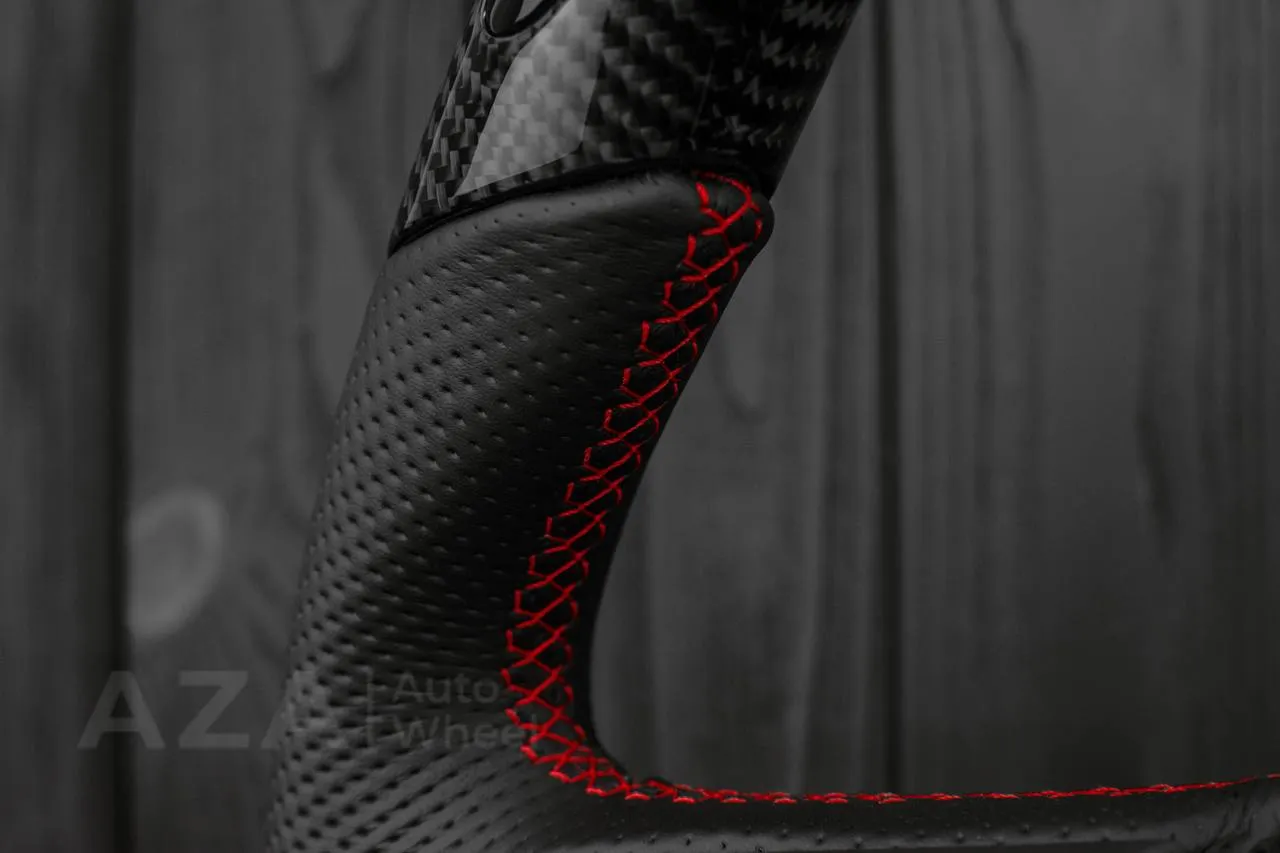 Steering wheel Chevrolet SS Sedan/Caprice 2014-2017 Custom carbon fiber LED/Perforated leather/Red details (can be any color) - Image 12