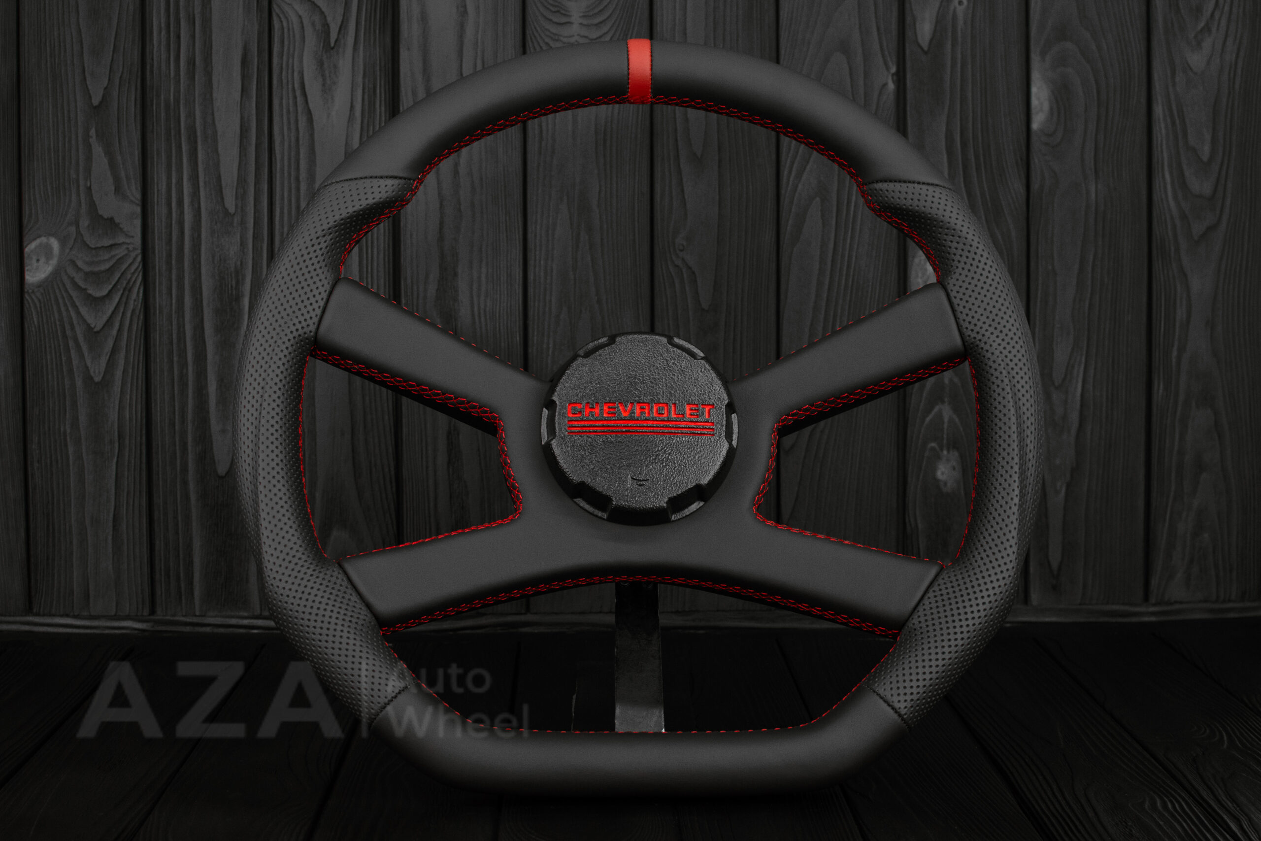 Steering wheel GM, C/K Suburban, Silverado (1988-1994) Napa/Red stripe and stich (can be any color) - Image 2