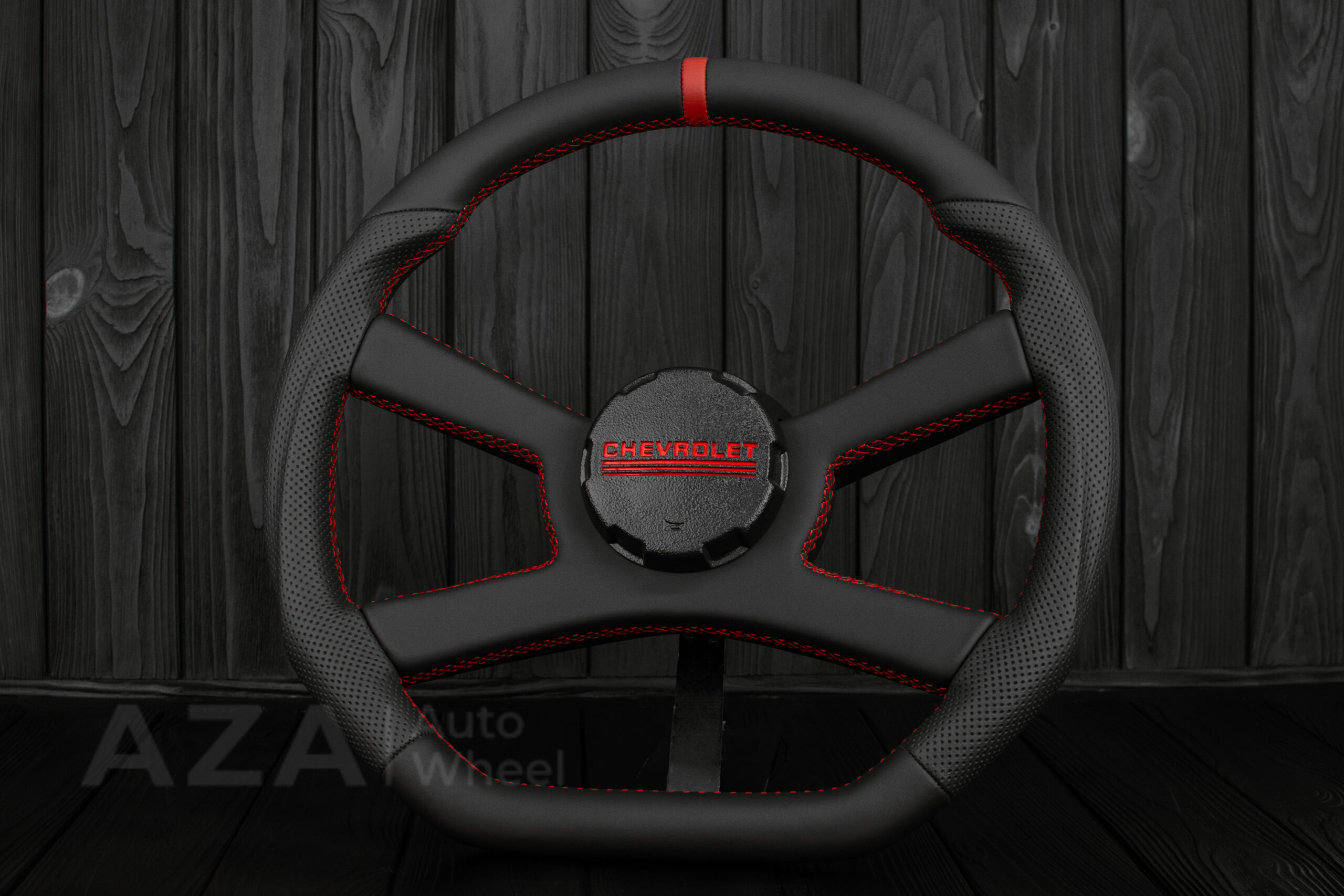 Steering wheel GM, C/K Suburban, Silverado (1988-1994) Napa/Red stripe and stich (can be any color) - Image 5