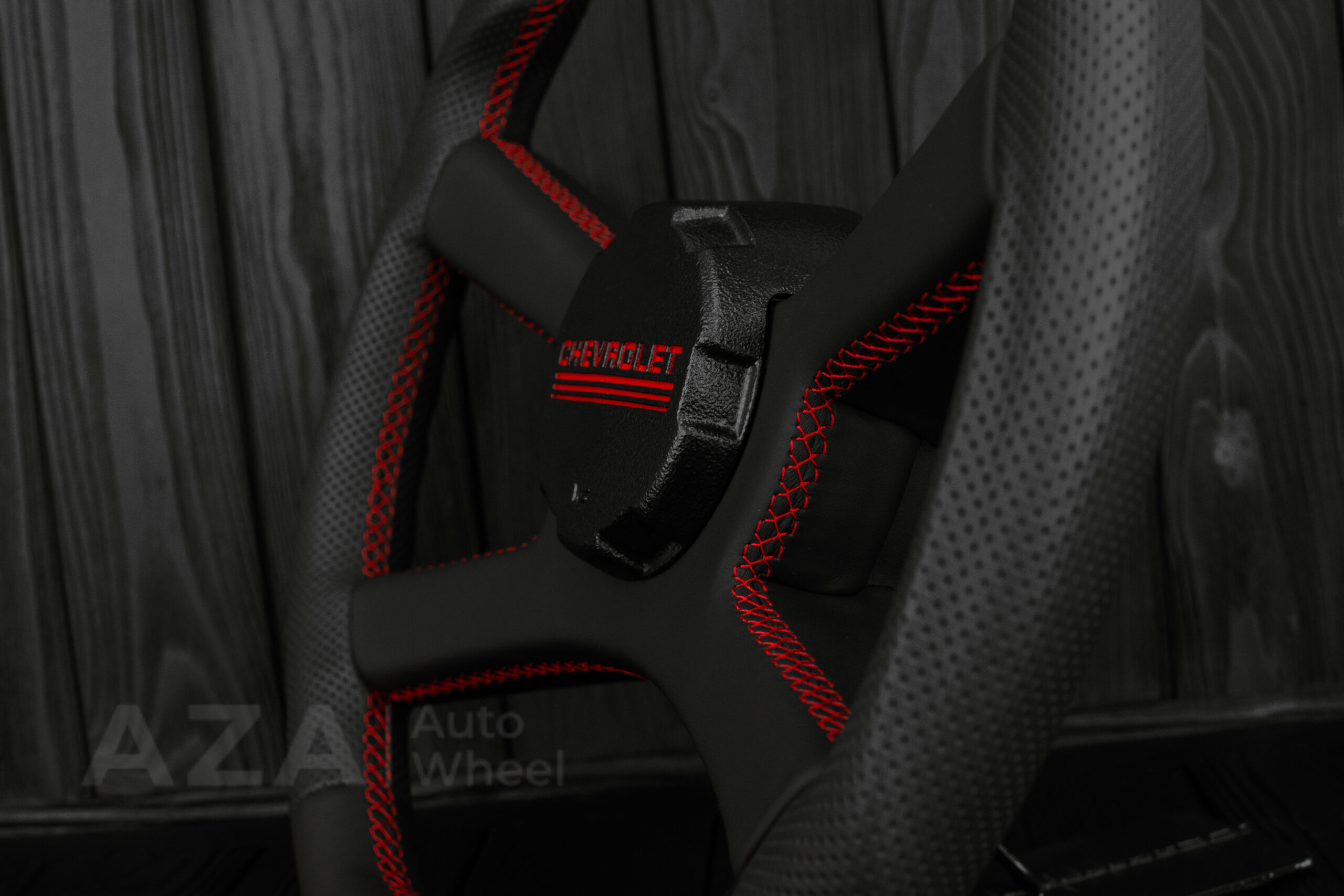Steering wheel GM, C/K Suburban, Silverado (1988-1994) Napa/Red stripe and stich (can be any color) - Image 12