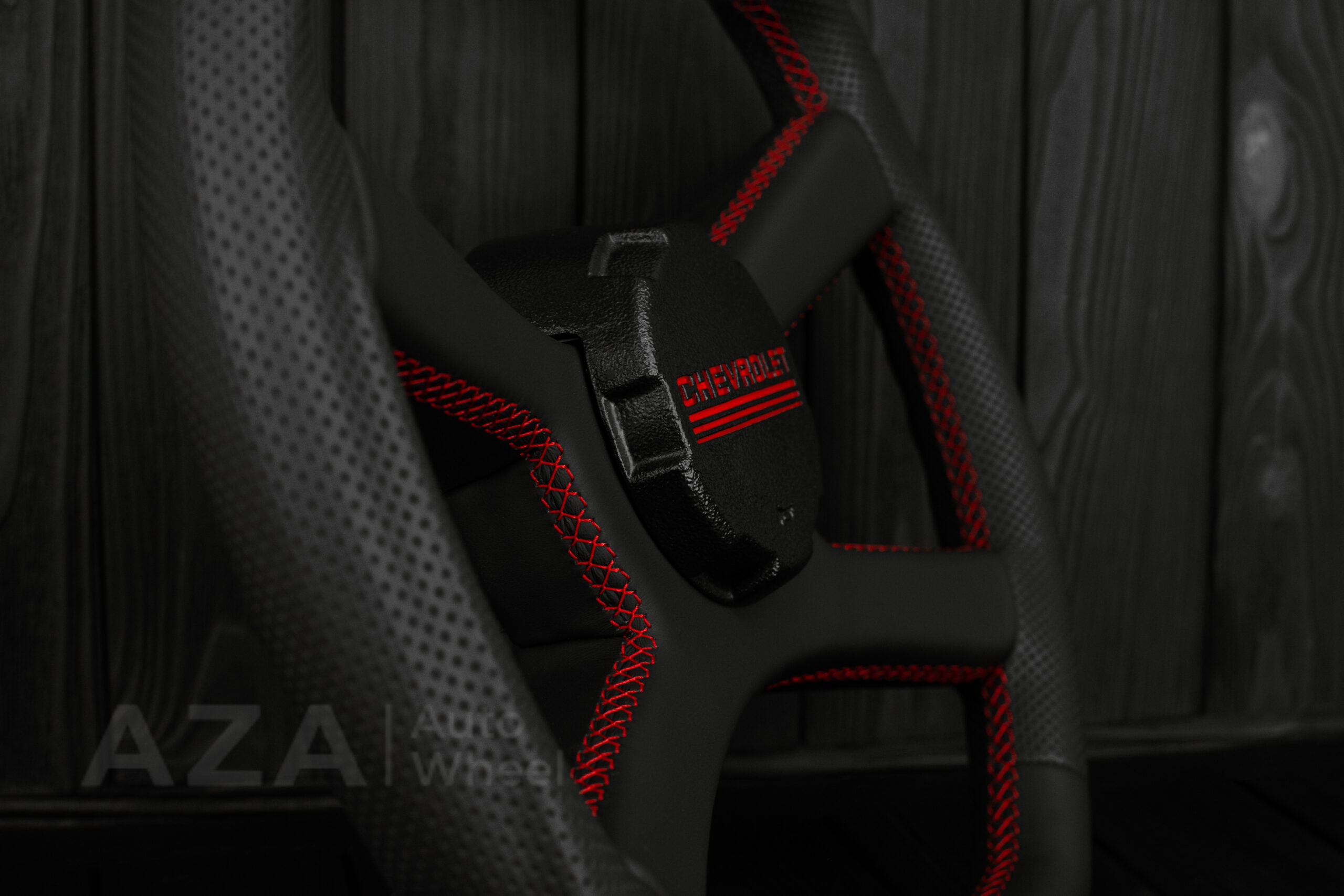 Steering wheel GM, C/K Suburban, Silverado (1988-1994) Napa/Red stripe and stich (can be any color) - Image 8