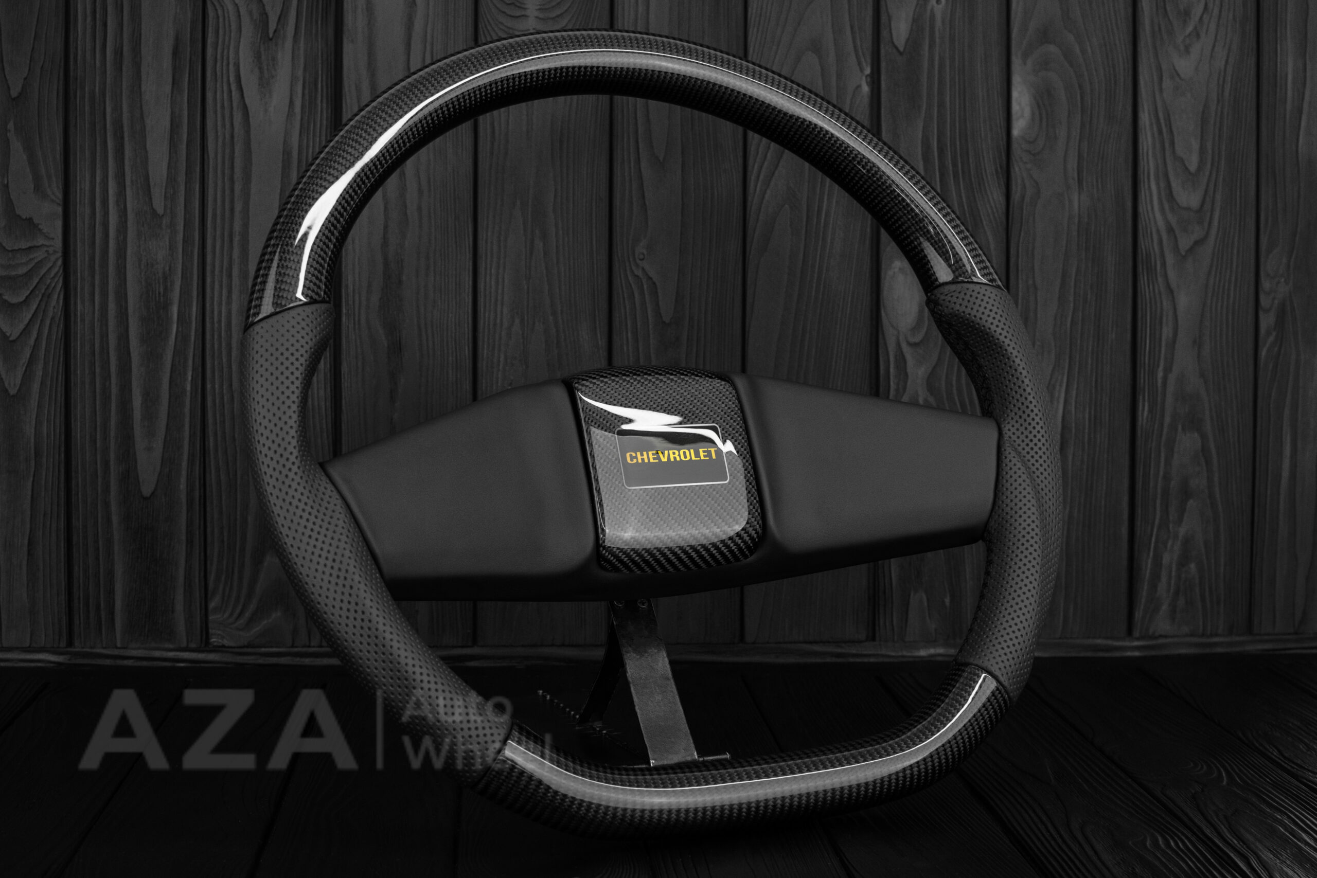 Steering wheel Square Body Silverado GM K5 C10 1973-1987 Blazer Silverado Carbon fiber/Napa/Perforated leather Carbon Fiber Horn - Image 4