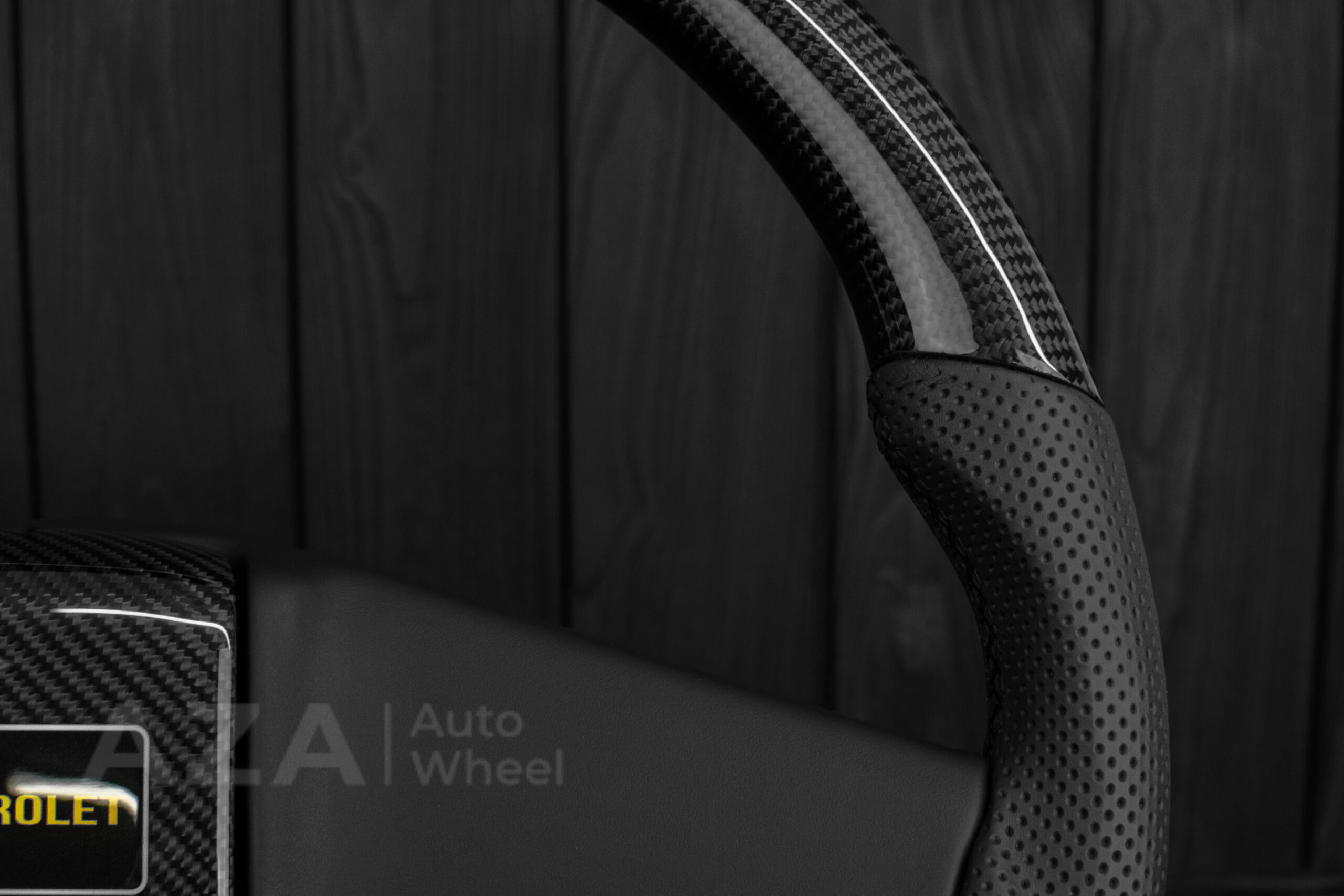 Steering wheel Square Body Silverado GM K5 C10 1973-1987 Blazer Silverado Carbon fiber/Napa/Perforated leather Carbon Fiber Horn - Image 8