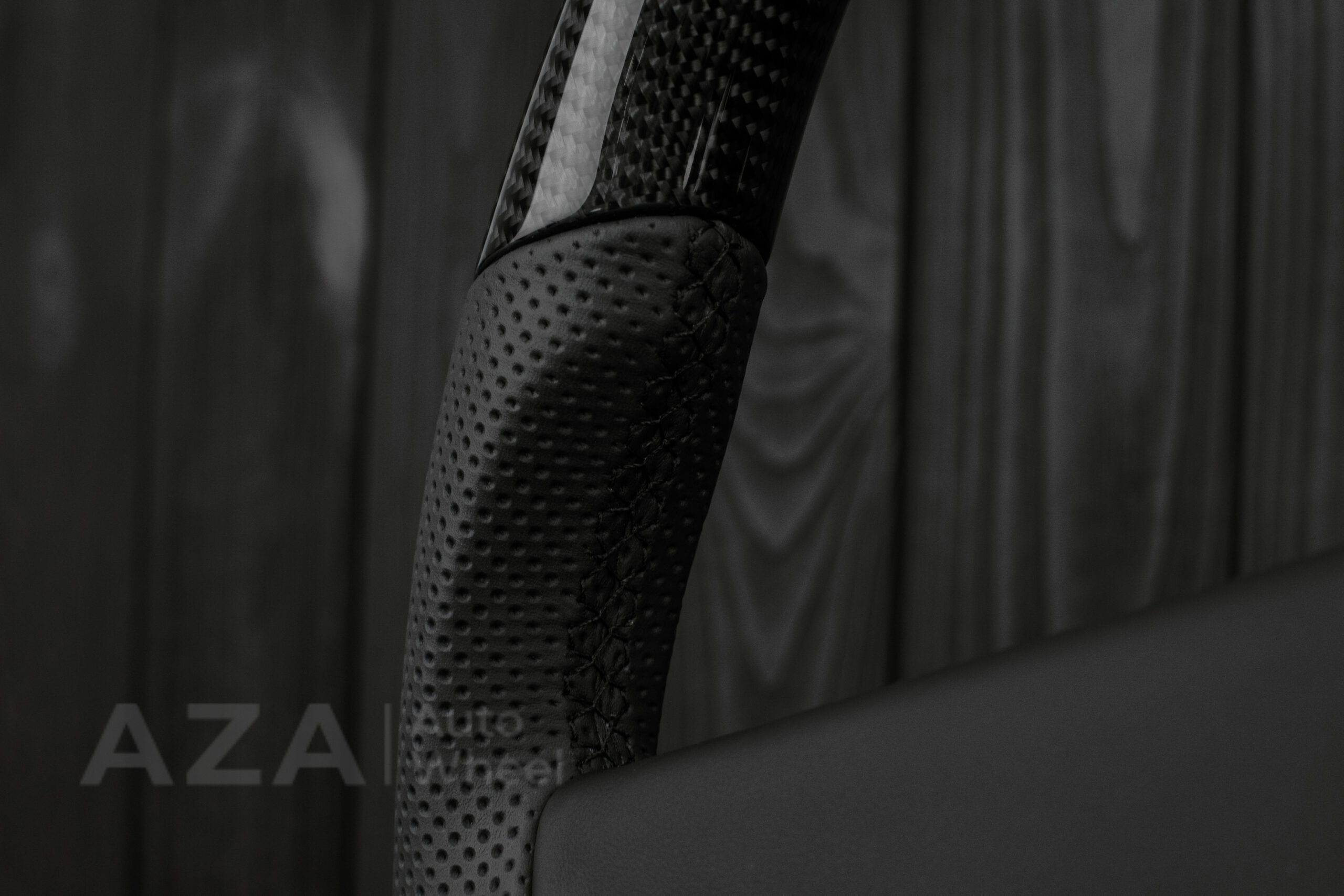 Steering wheel Square Body Silverado GM K5 C10 1973-1987 Blazer Silverado Carbon fiber/Napa/Perforated leather Carbon Fiber Horn - Image 15