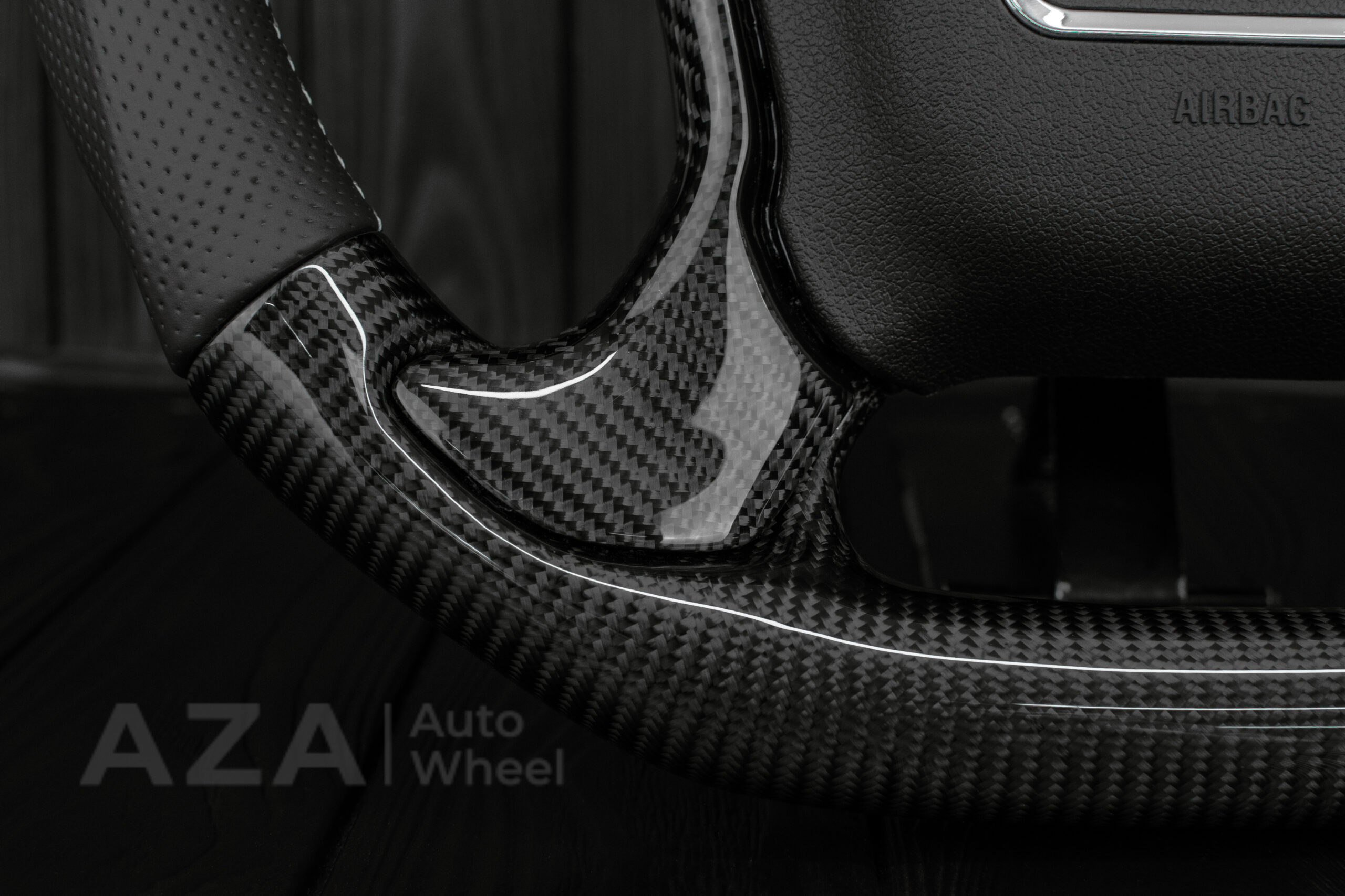 Steering wheel GMC Sierra Silverado Denali 2014-2018 Perforated Leather/Carbon Fiber/Silver accents - Image 13