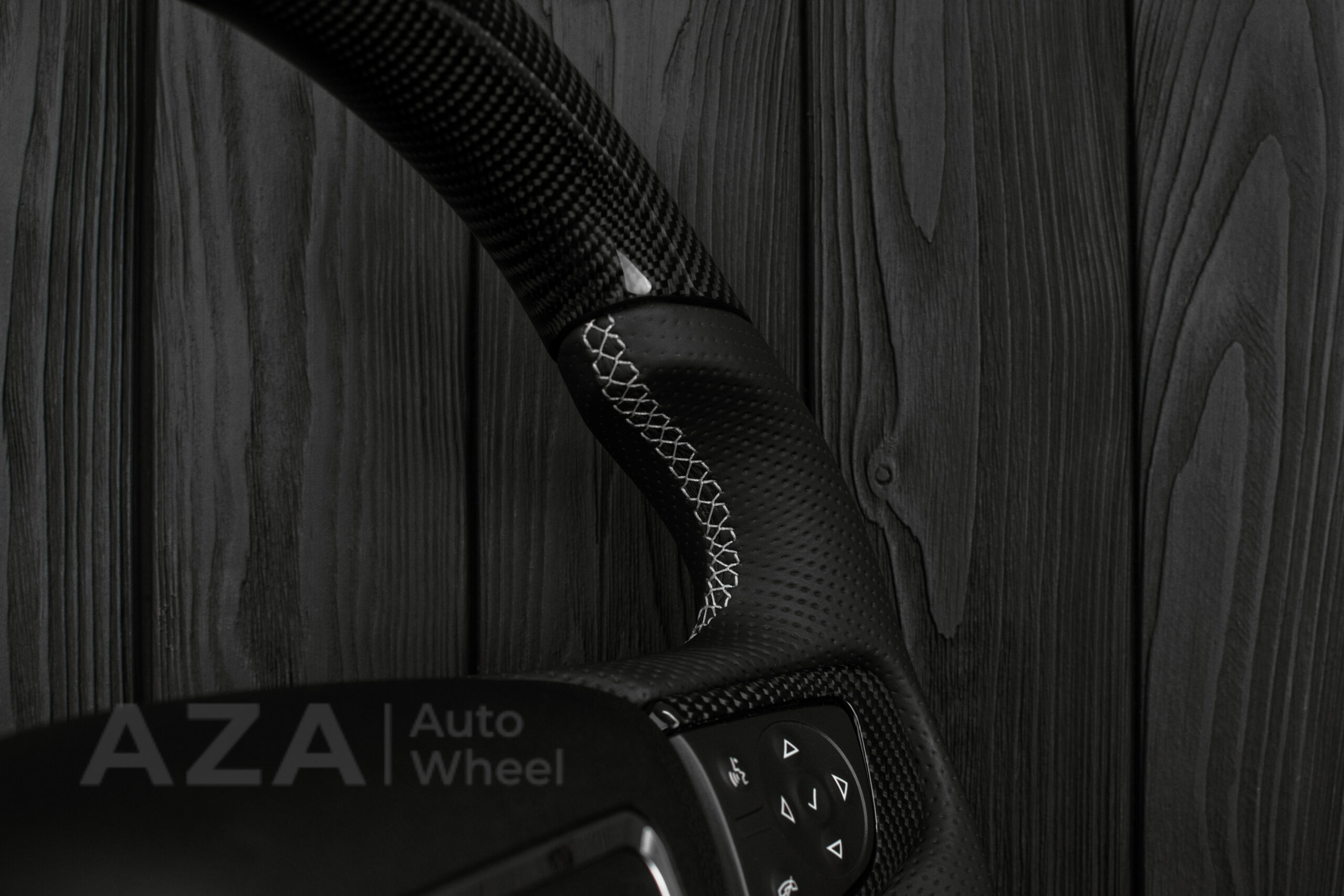 Steering wheel GMC Sierra Silverado Denali 2014-2018 Perforated Leather/Carbon Fiber/Silver accents - Image 9