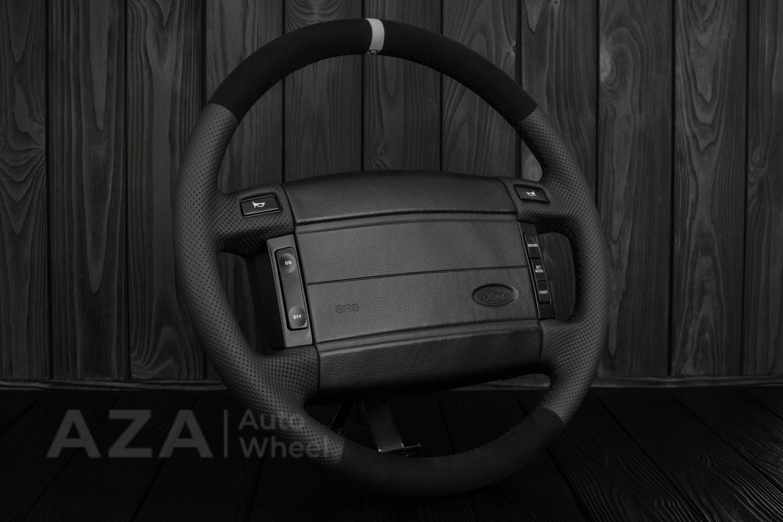 Steering wheel Fox Body Ford Mustang GT Cobra SVT Roush Perforated Leather/Alcantara - Image 6