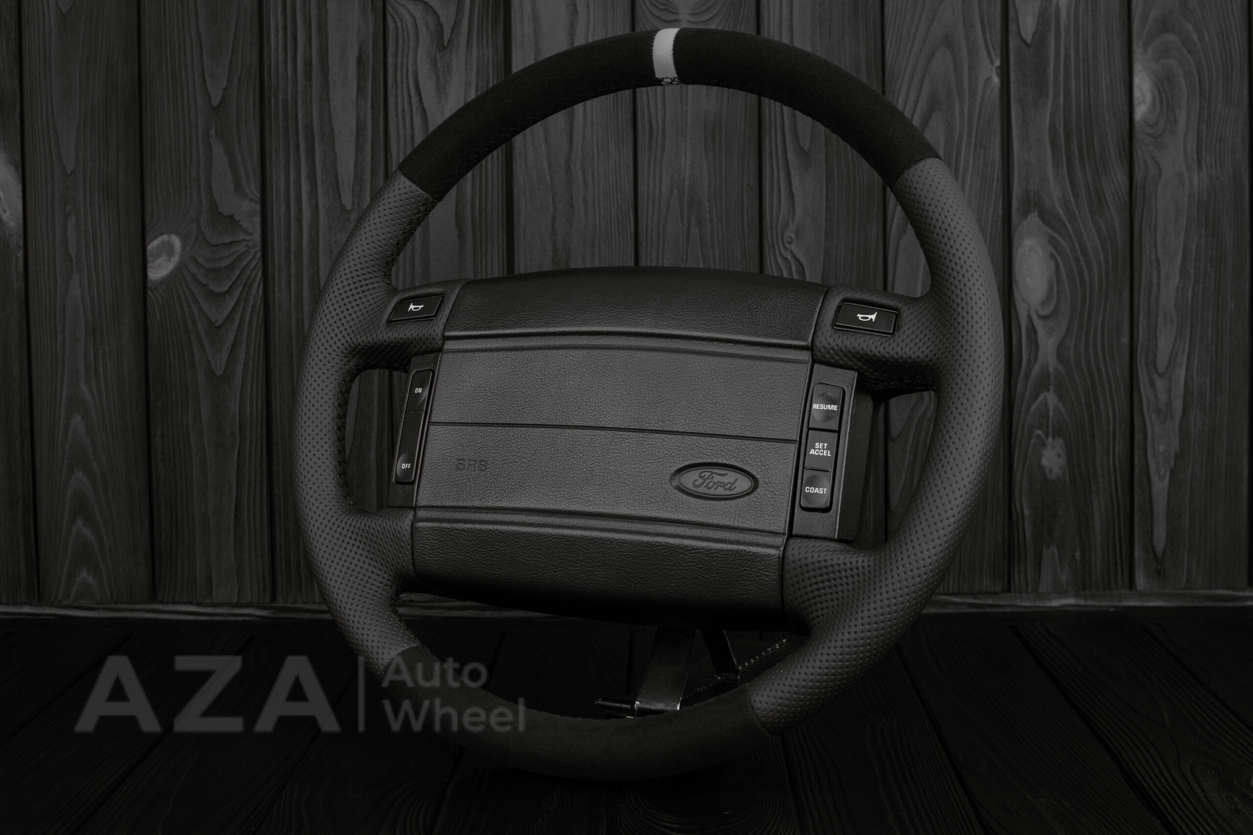 Steering wheel Fox Body Ford Mustang GT Cobra SVT Roush Perforated Leather/Alcantara - Image 5