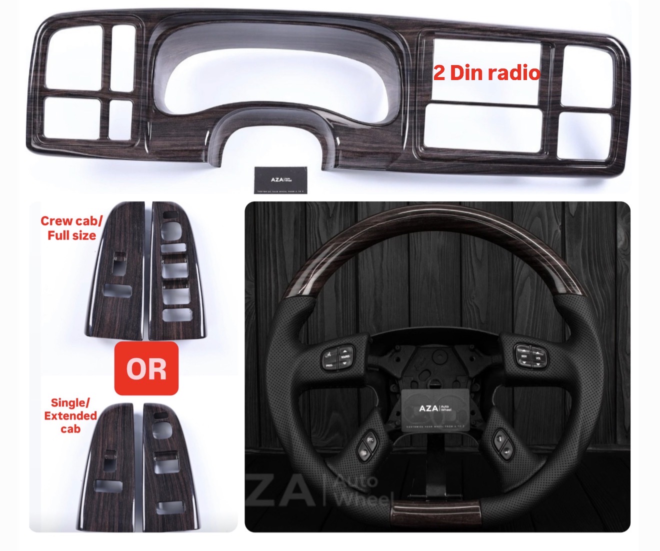 2003-2007* GMC Sierra Chevrolet Silverado Denali Woodgrain 4 PC KIT