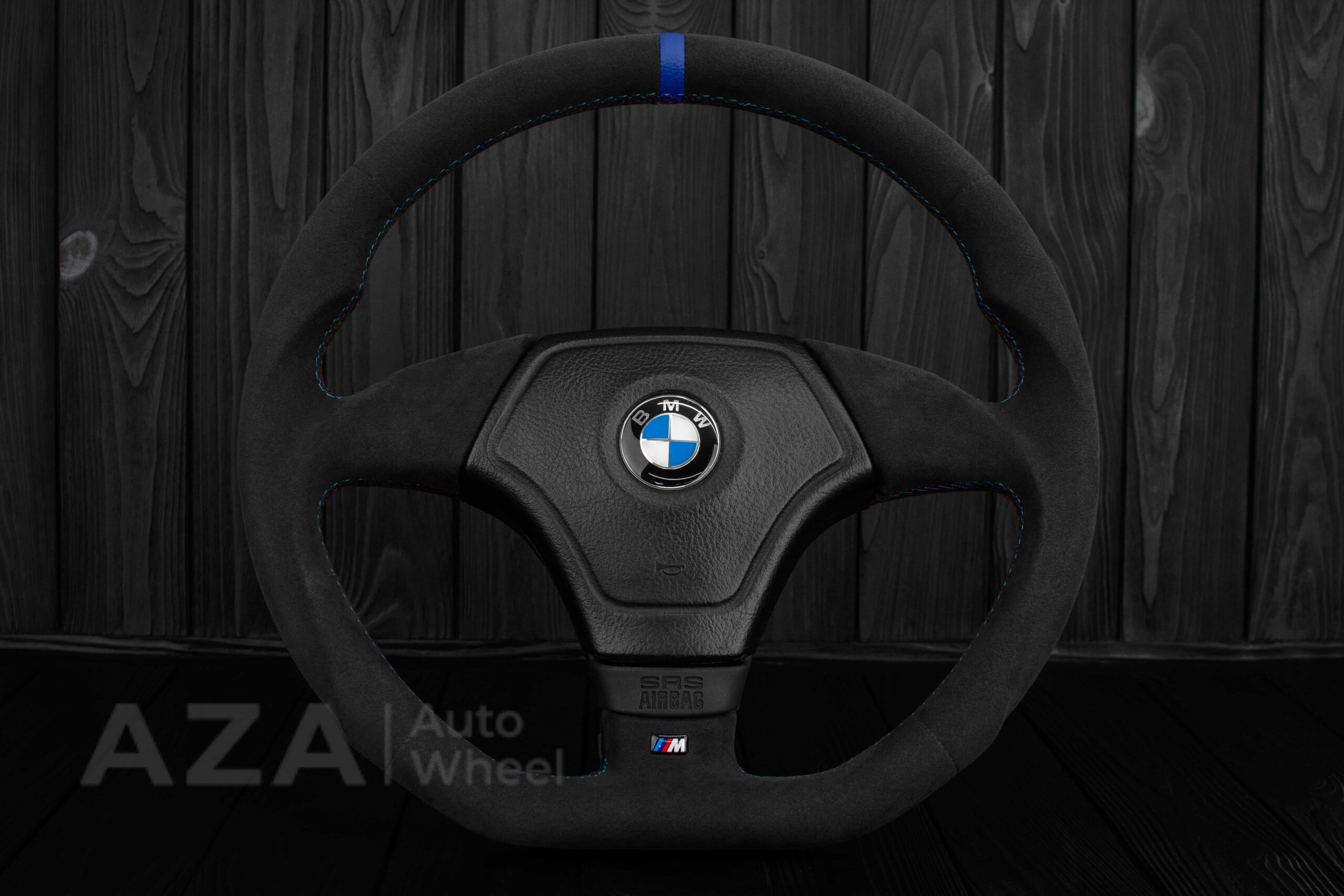 Steering wheel BMW E36 Euro Alcantara/blue stripe