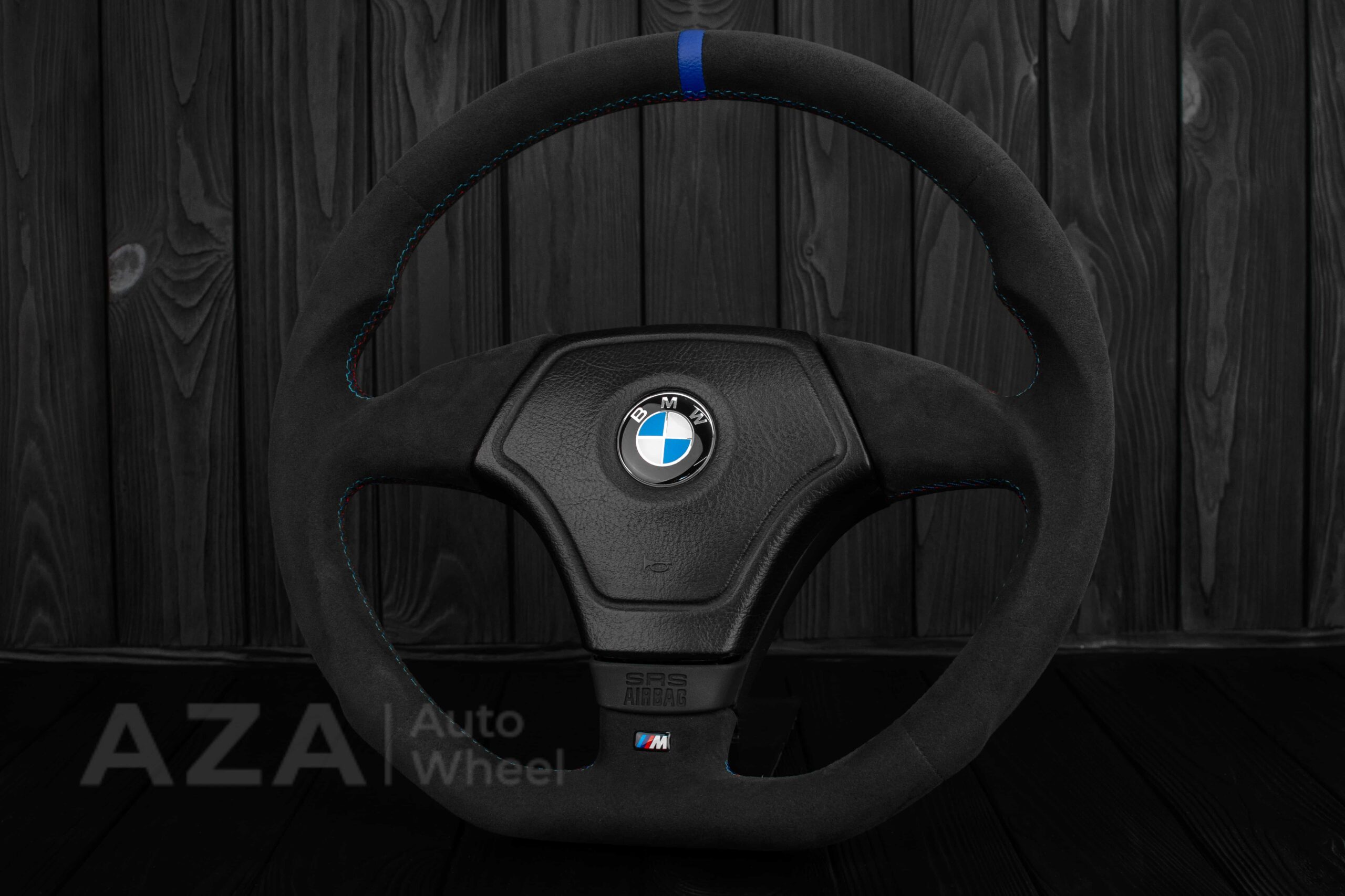 Steering wheel BMW E36 Euro Alcantara/blue stripe - Image 5