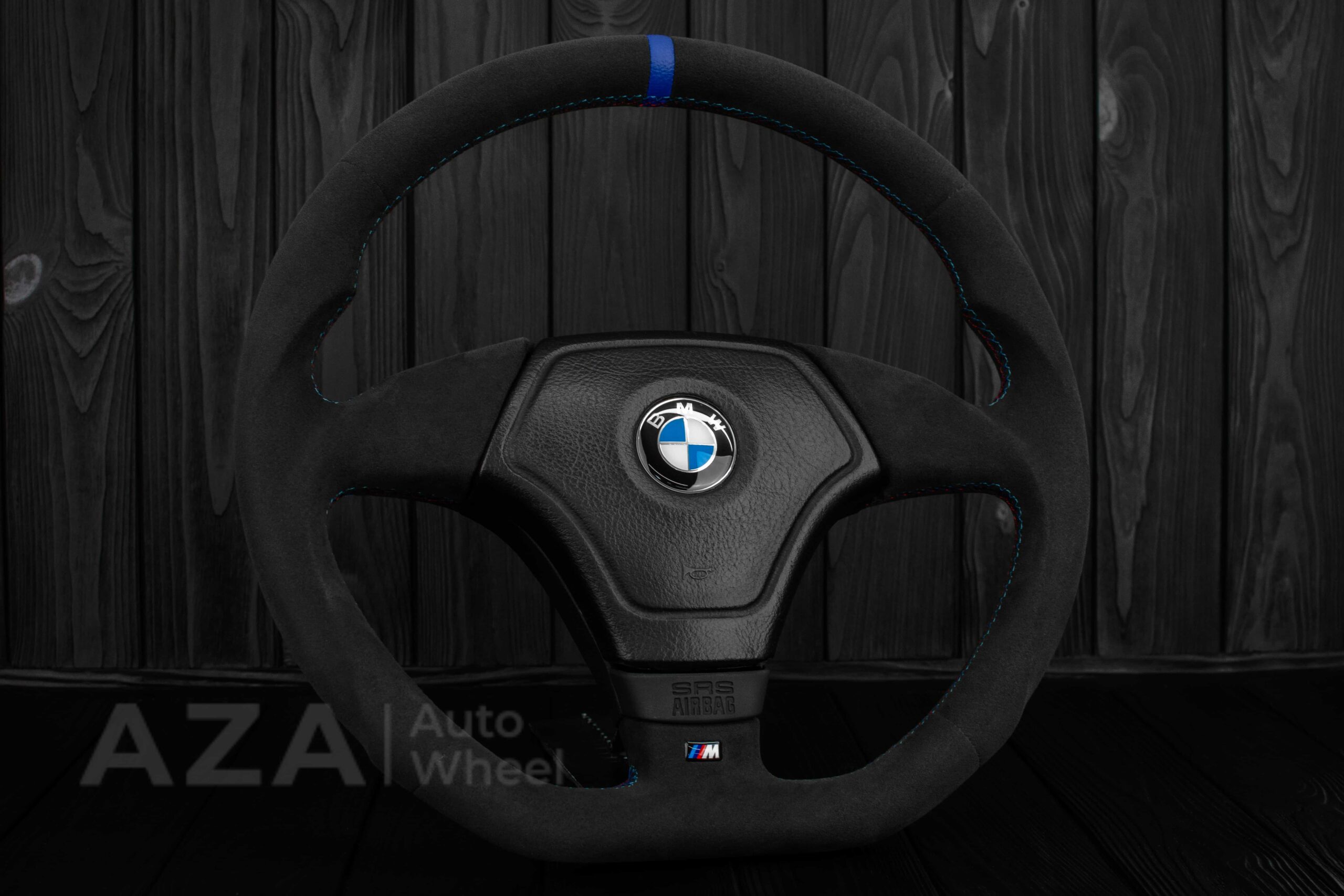 Steering wheel BMW E36 Euro Alcantara/blue stripe - Image 4