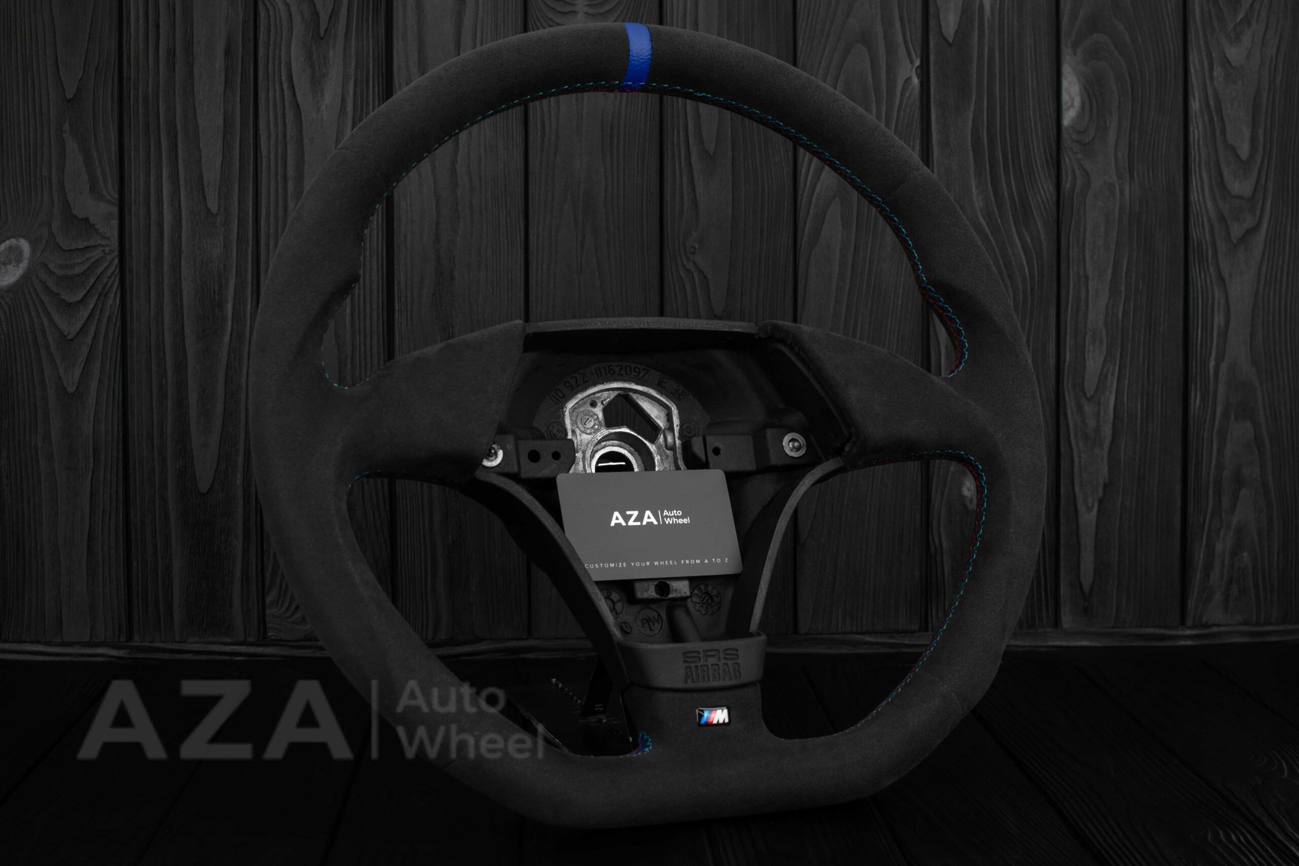 Steering wheel BMW E36 Euro Alcantara/blue stripe - Image 7