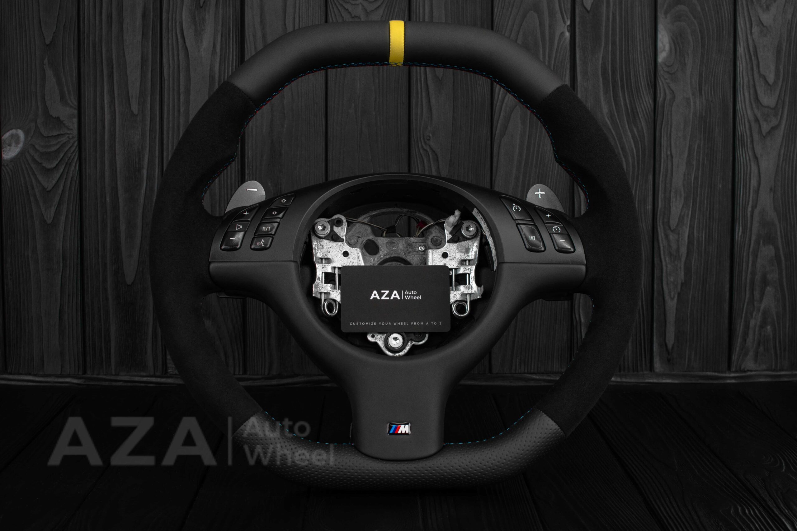 Steering wheel BMW E46/E39 Flat Top Napa/Alcantara/Yellow stripe - Image 9