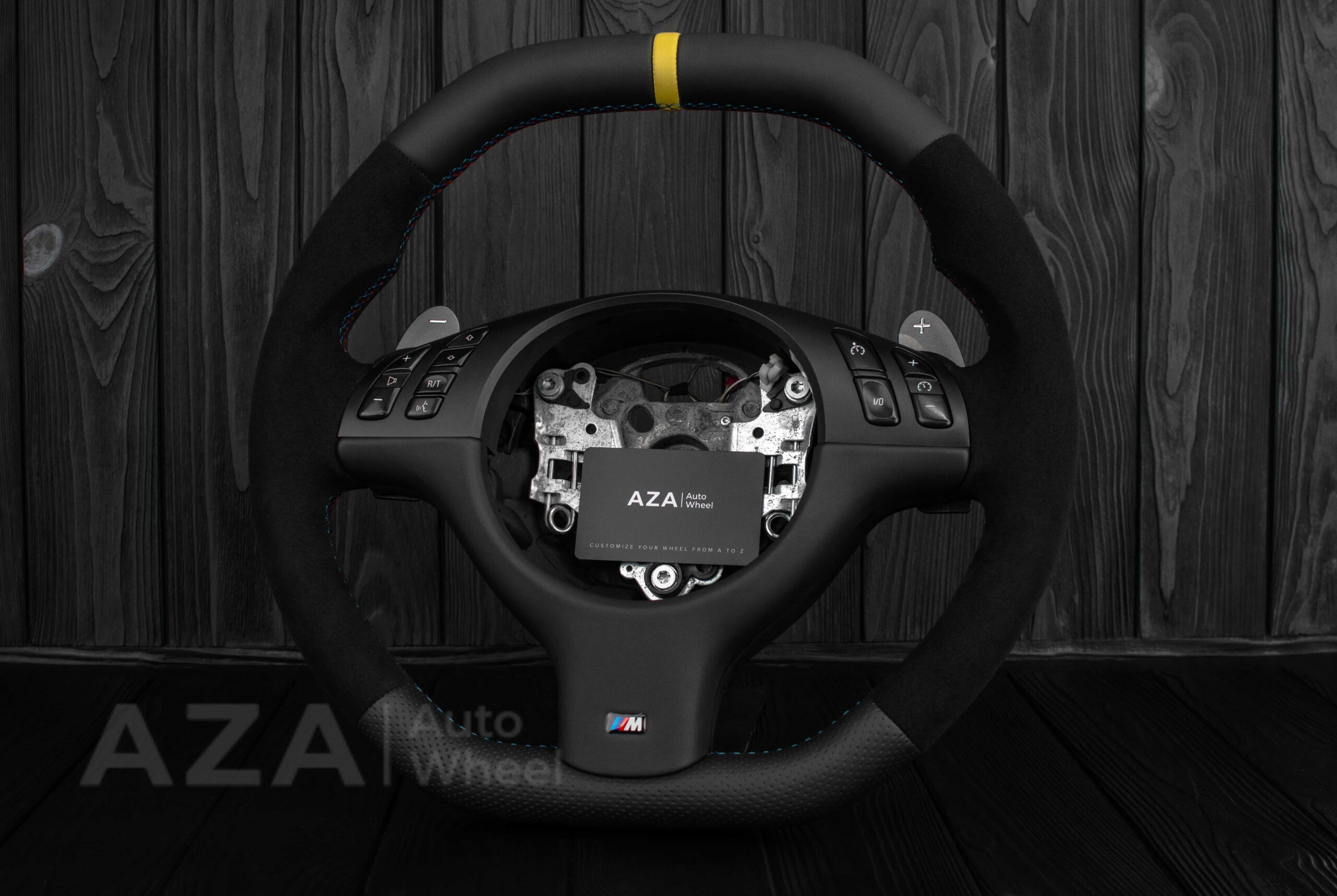 Steering wheel BMW E46/E39 Flat Top Napa/Alcantara/Yellow stripe - Image 8