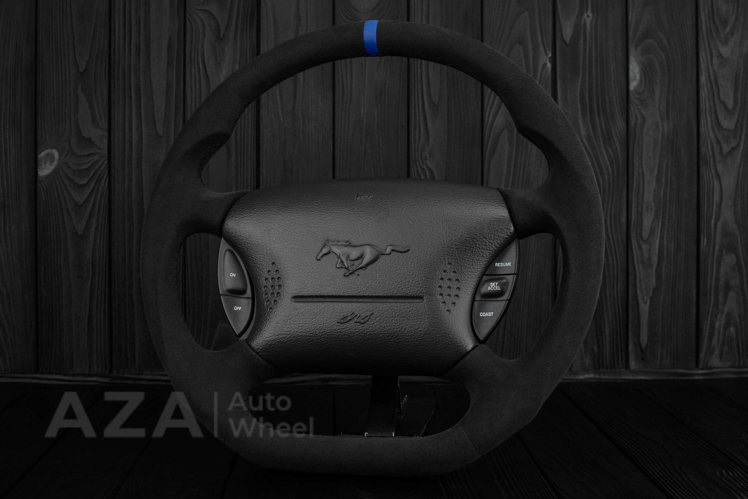 Steering wheel Ford Mustang GT Cobra 94-04 Alcantara/Blue stripe - Image 6