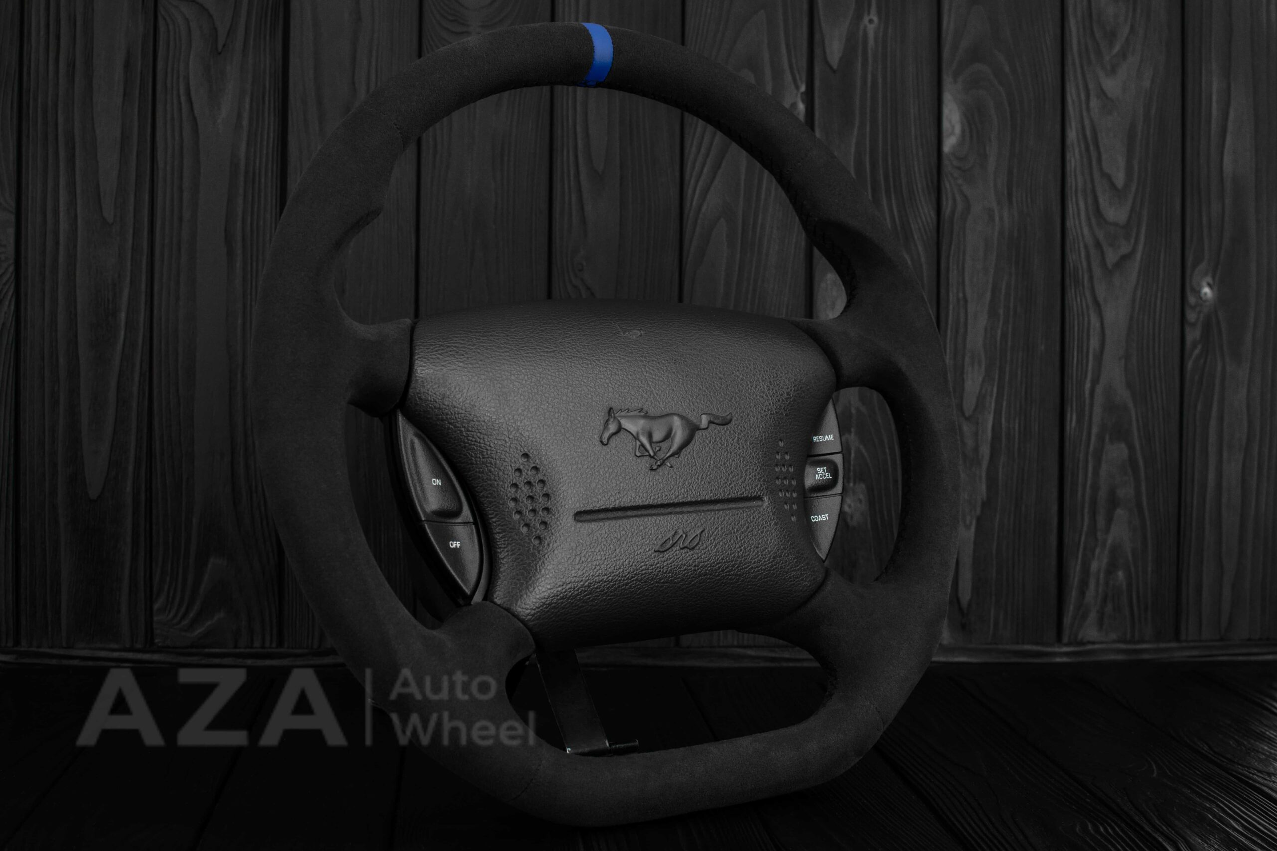Steering wheel Ford Mustang GT Cobra 94-04 Alcantara/Blue stripe - Image 4