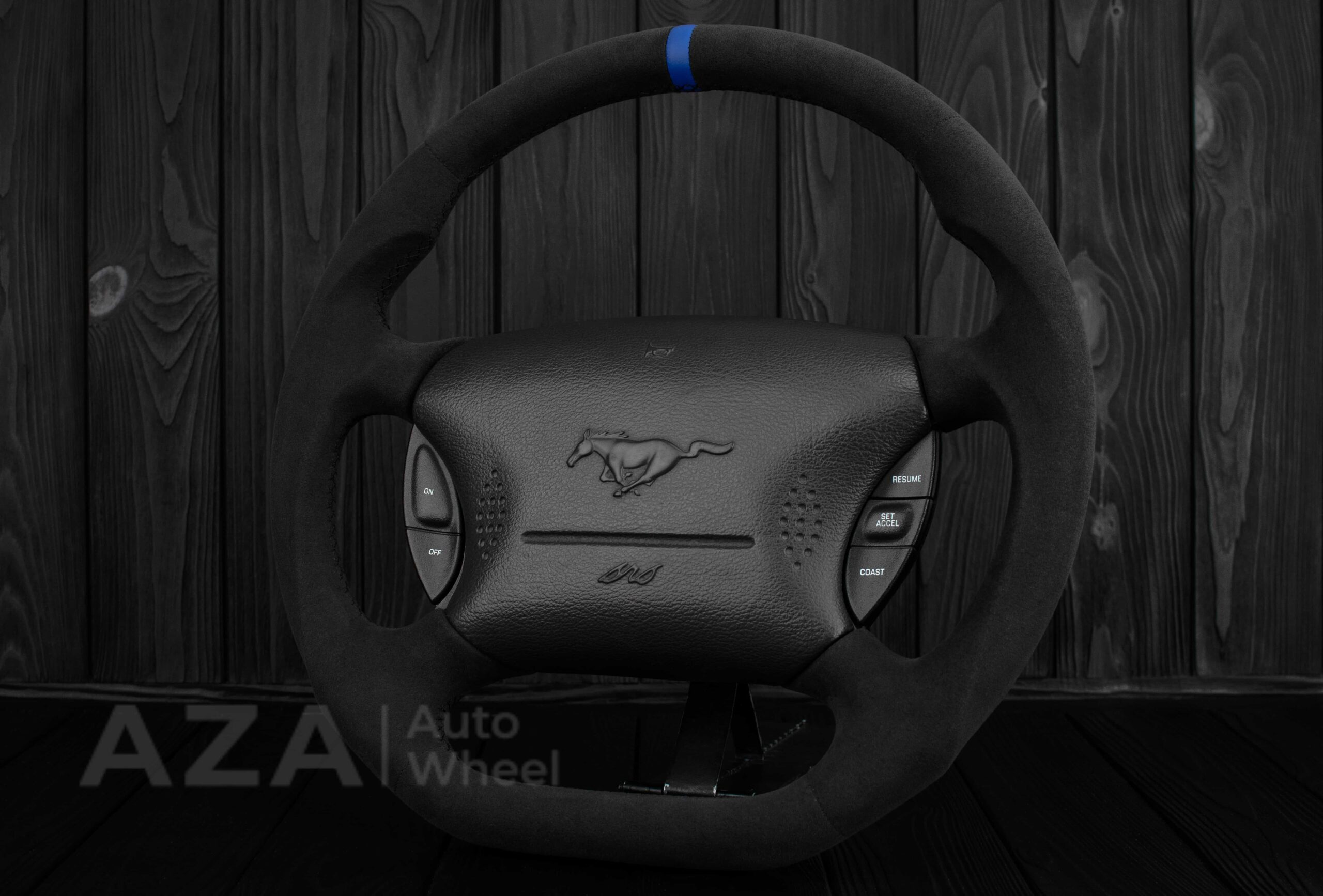 Steering wheel Ford Mustang GT Cobra 94-04 Alcantara/Blue stripe - Image 5